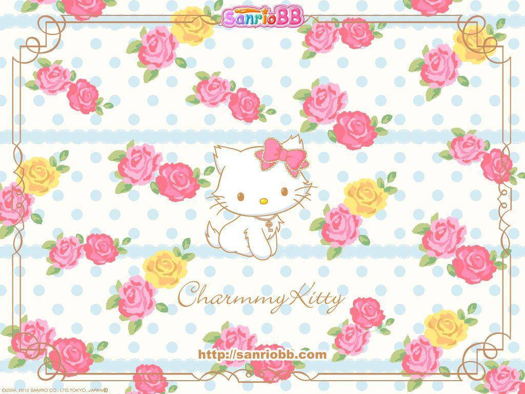 1024x768 Hello Kitty Floral Wallpaper