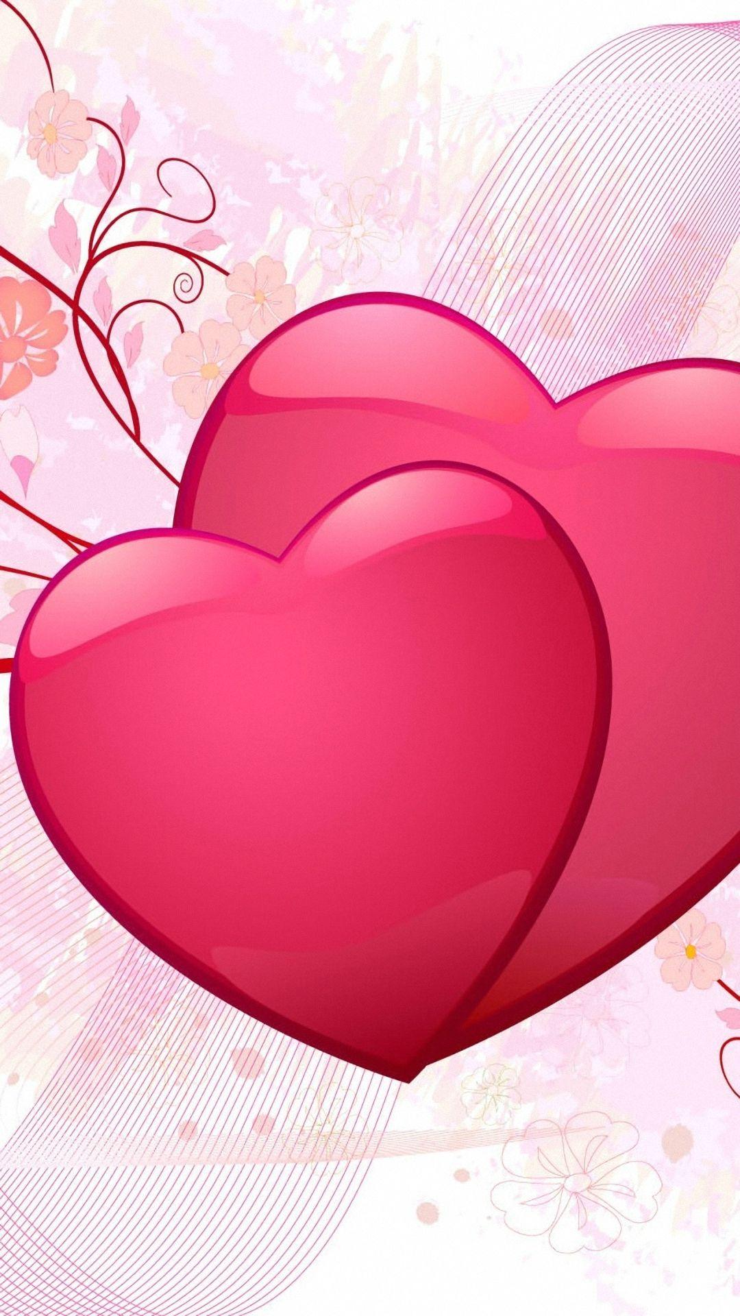 1080x1920 Flowers Valentine Heart Wallpaper HD
