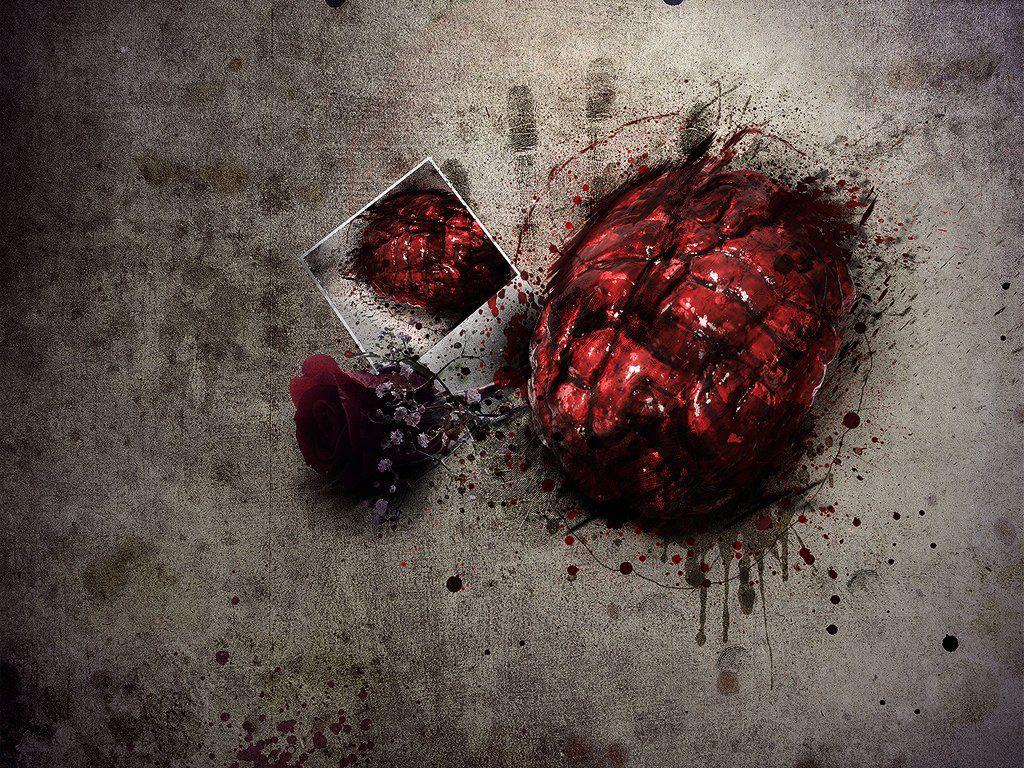 1024x768 Bloody Heart Wallpaper