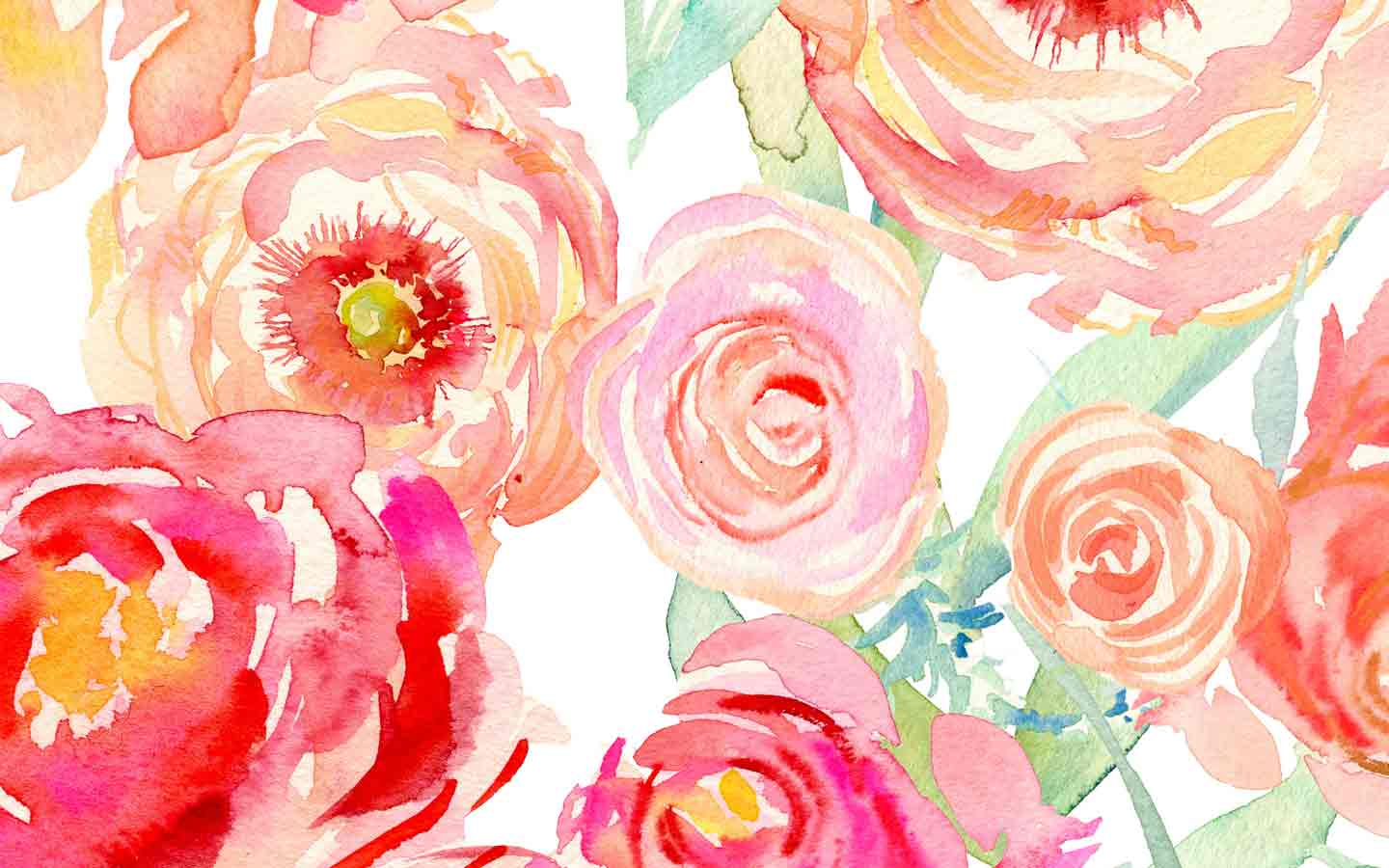 1440x900 Watercolor Flowers Wallpaper