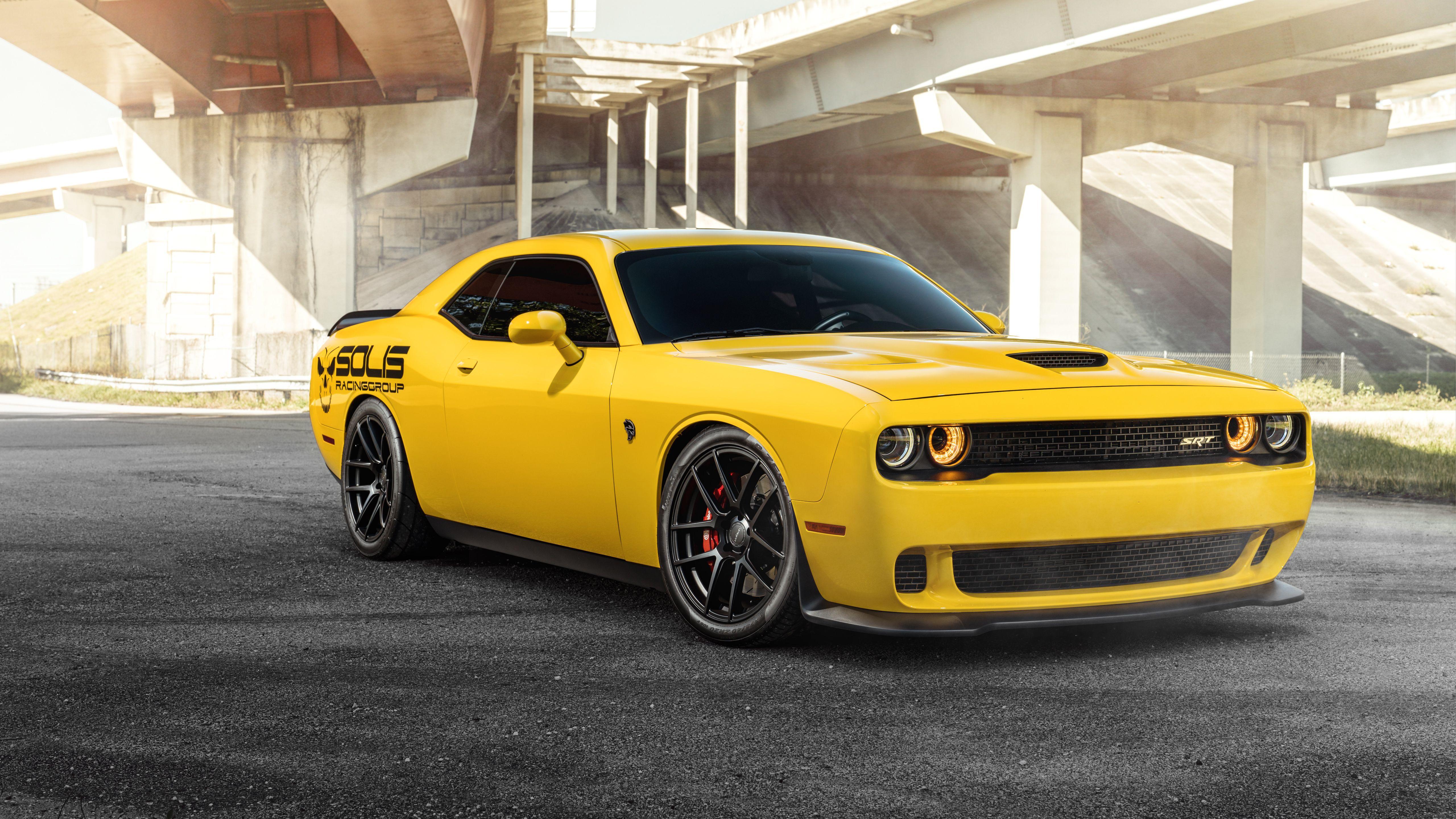 5120x2880 Velgen Yellow Dodge SRT Hellcat 5K Wallpaper. HD Car Wallpaper