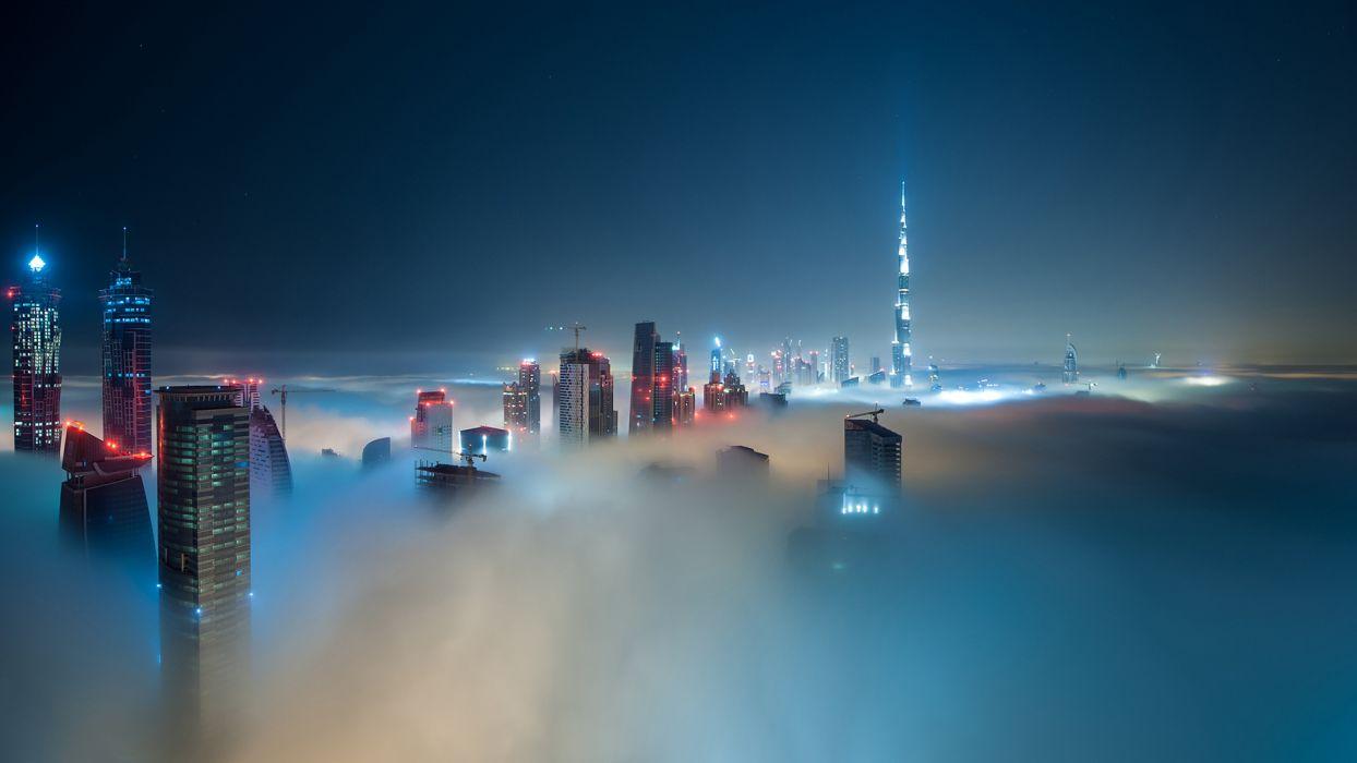 1244x700 Dubai Burj Dubai Buildings Skyscrapers Night Mist Fog wallpaperx1080