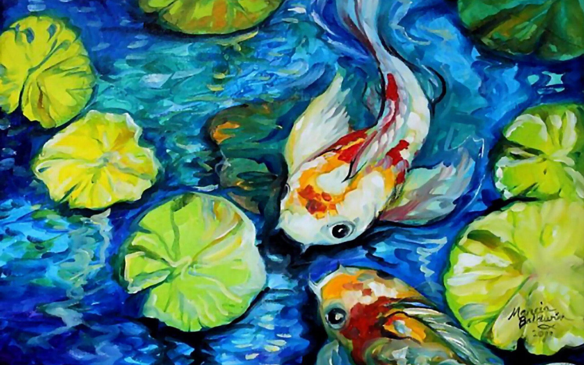 1920x1200 Lovely Mermaid Koi Fish Pond wallpaper. Lovely Mermaid Koi Fish