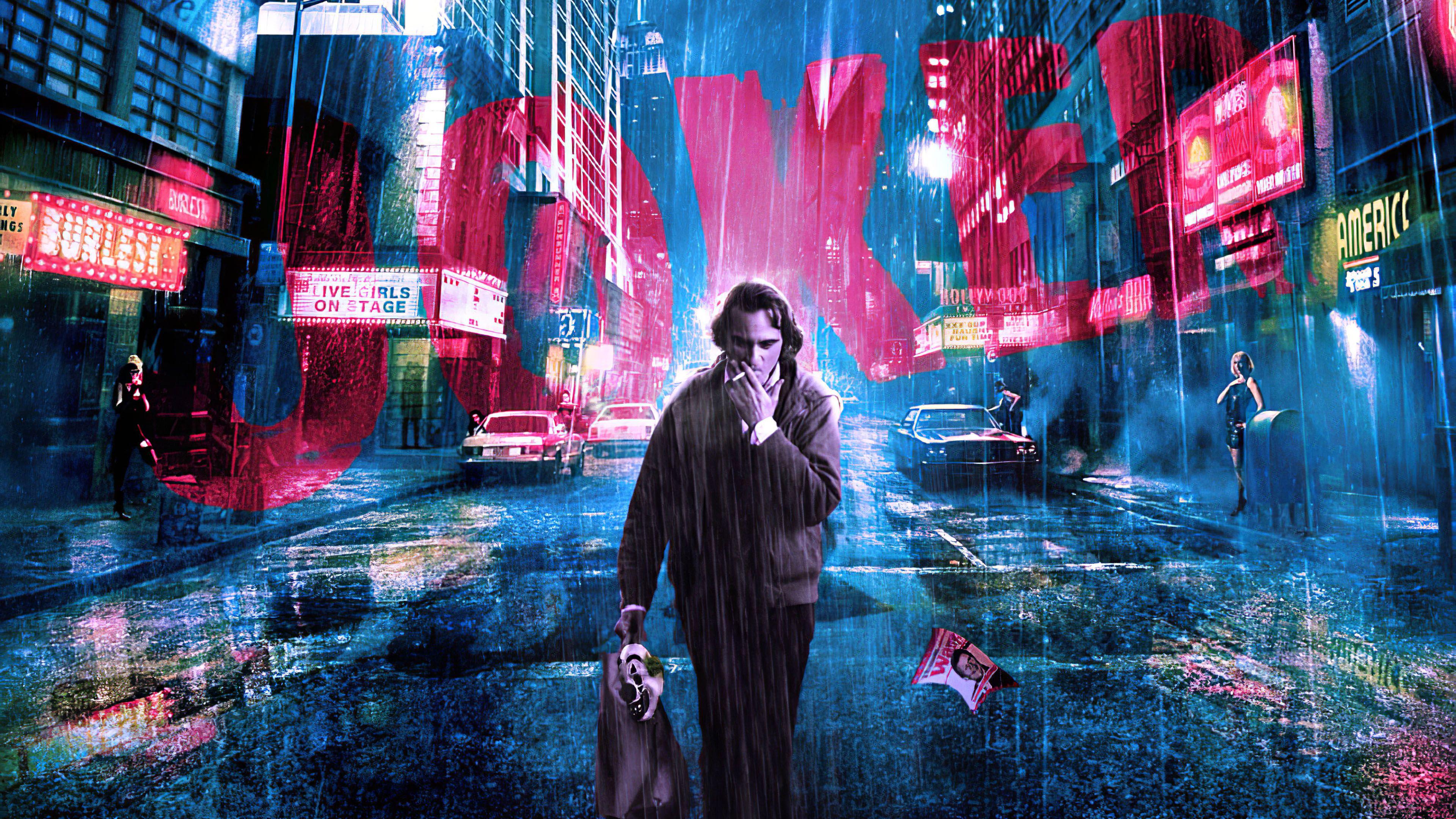 3840x2160 Joaquin Phoenix Joker Smoking City Street Artwork 4K, 5K, 8K, Desktop & Mobile Background Wallpaper
