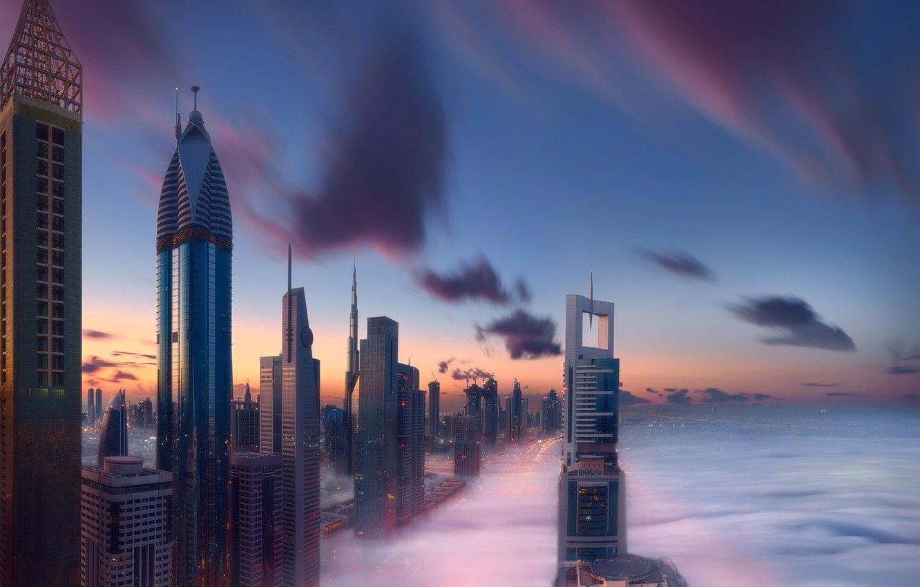 1332x850 Wallpaper the city, fog, morning, Dubai, UAE image for desktop, section город