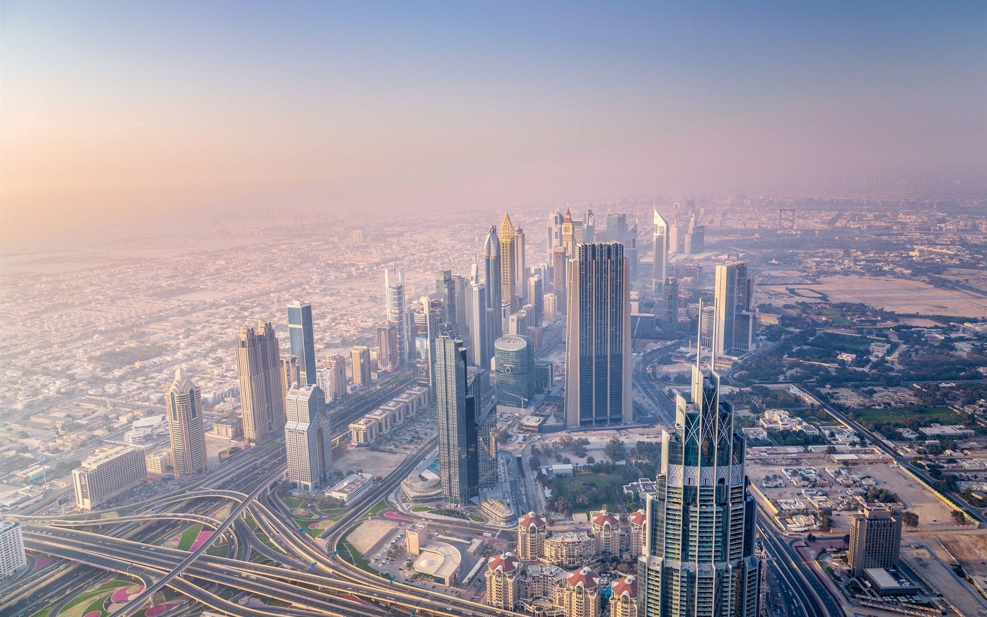 1920x1200 Wallpaper Dubai, UAE, skyscrapers, morning, sunrise, fog 1920x1200 HD Picture, Image