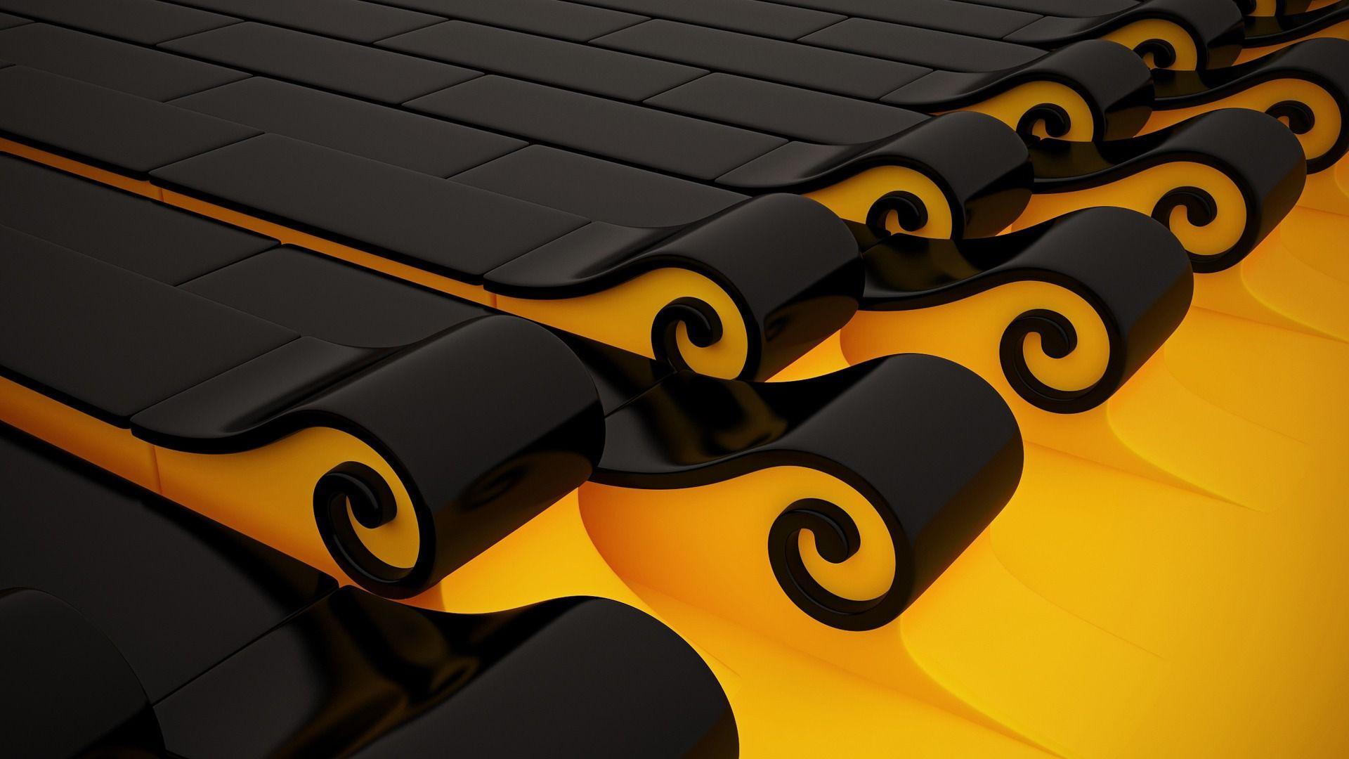 1920x1080 Wallpaper Abstract Yellow Black HD For Android