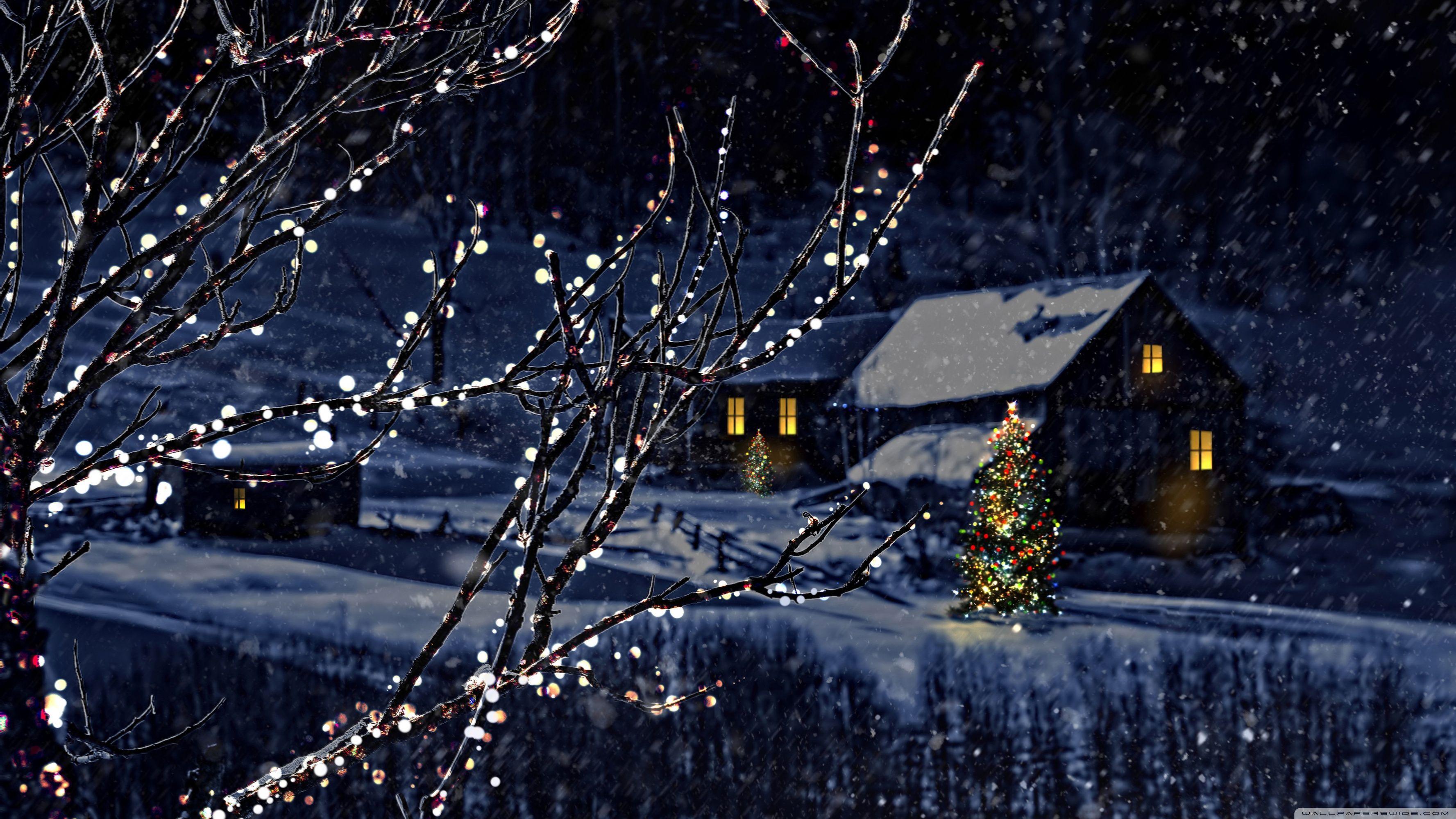 3554x1999 Christmas Night ❤ 4K HD Desktop Wallpaper for • Dual Monitor