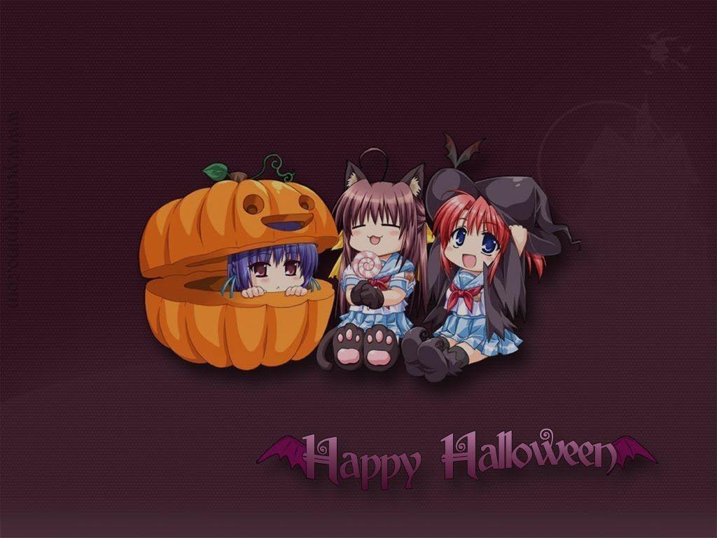Download Halloween, Nyasha, Anime, Pumpkins, Forest, Girl, Candle Wallpaper  in 1920x1200 Resolution