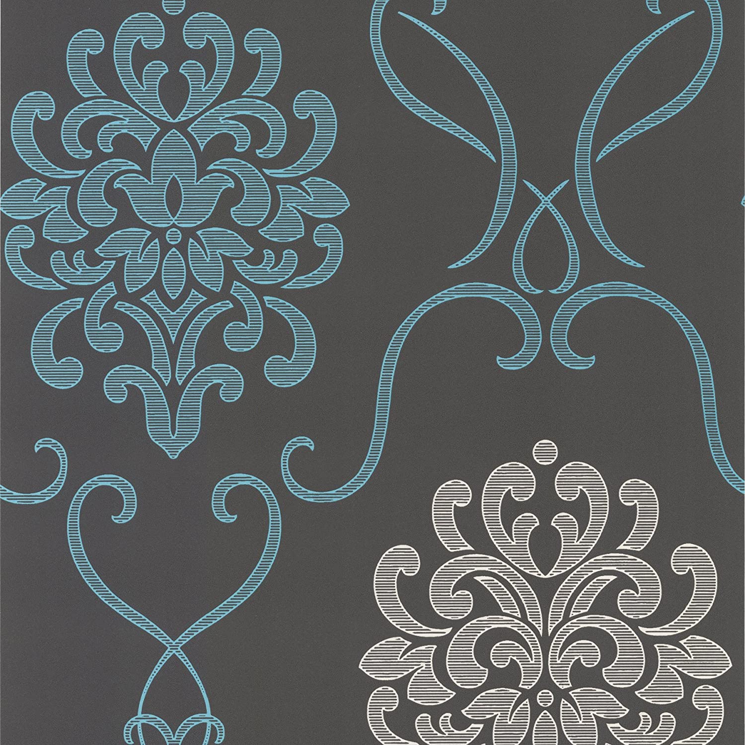 1500x1500 Decorline DL30443 Modern Damask Wallpaper, Aqua, Wallpaper