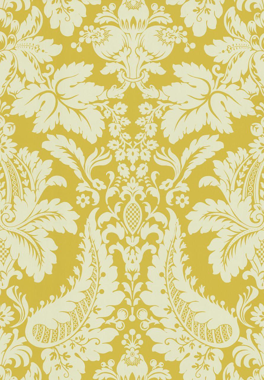 892x1280 566 43950 Mustard Modern Damask Wallpaper