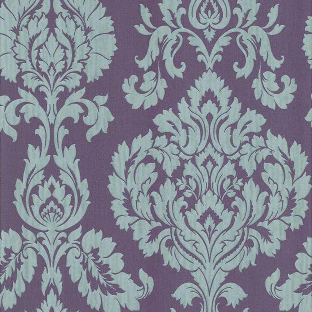 1000x1000 Fine Decor Classics Large Damask Wallpaper Purple Silver from I Love Wallpaper UK