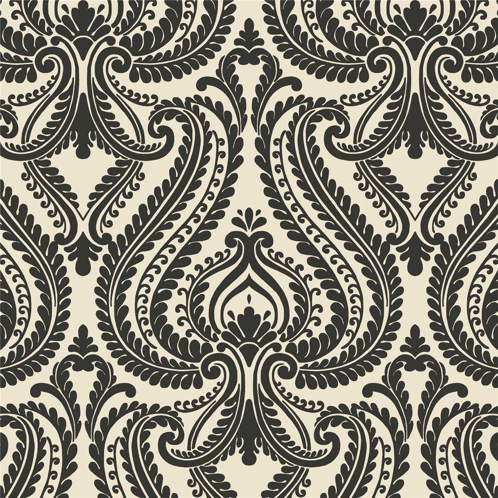 1000x1000 2535 20625 House By Brewster 2535 20625 Simple Space 2 Imperial Black Modern Damask Wallpaper In Black