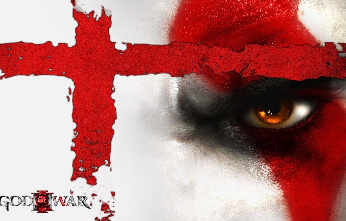 1332x850 Wallpaper red, demigod, Kratos, God of War, general, man, face, captain, eye, hero, spartan, warrior, rage, god, God of War powerful image for desktop, section игры