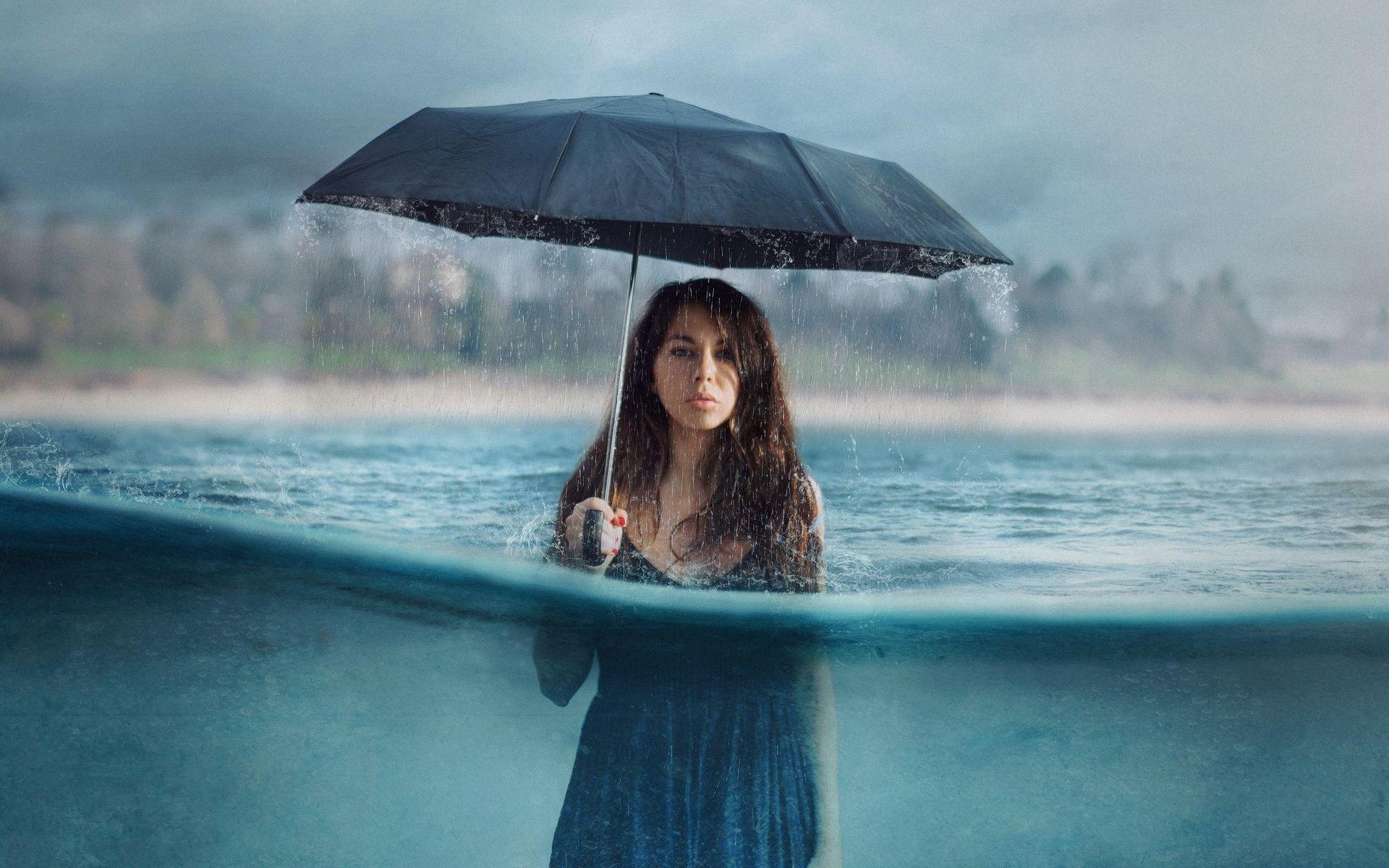 1920x1200 Photography Manipulation Umbrella Girl Women Rain 1080P Resolution HD 4k Wallpaper, Image, Background, Photo and Picture