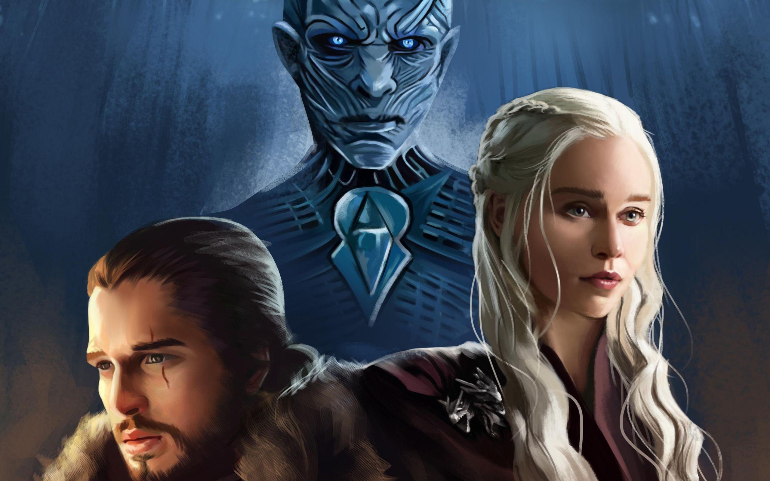2560x1600 Daenerys Targaryen, Jon Snow, Night King Wallpaper