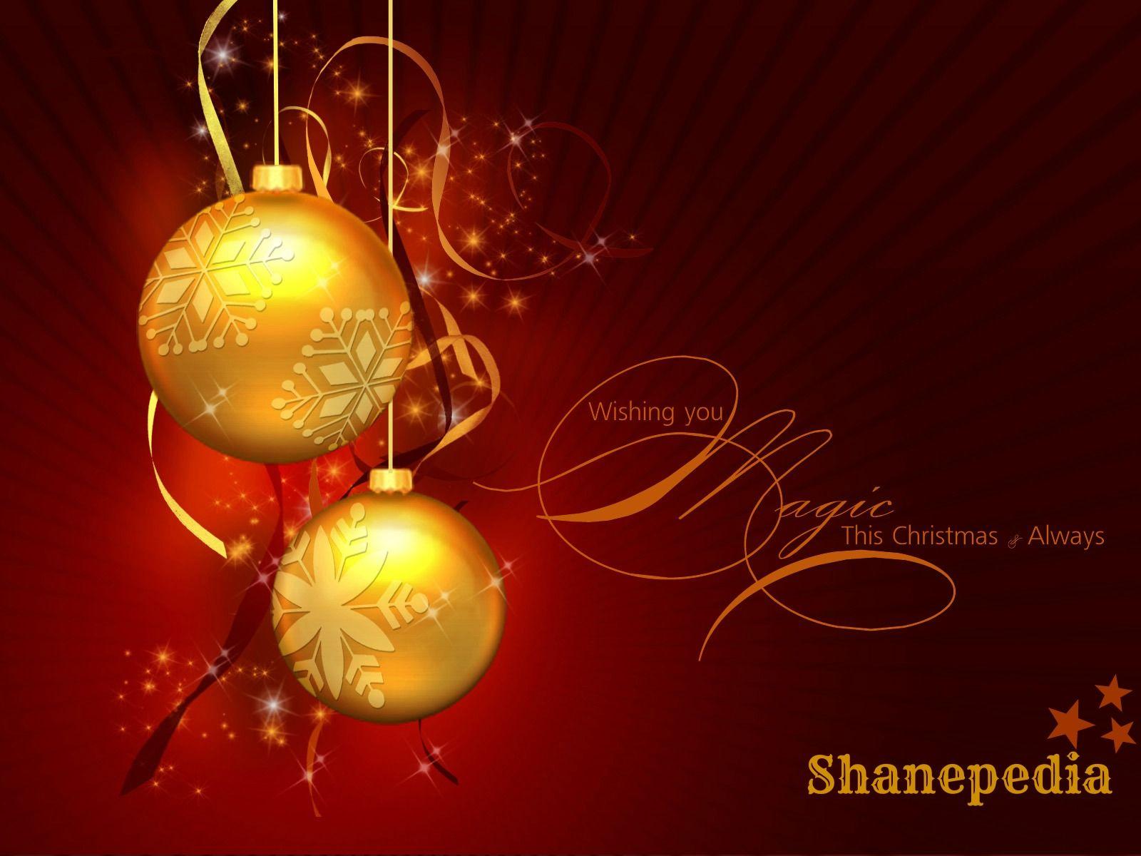 1600x1200 36 Christmas Wallpaper Two Golden Christmas Balls On Red Background Wallpaper