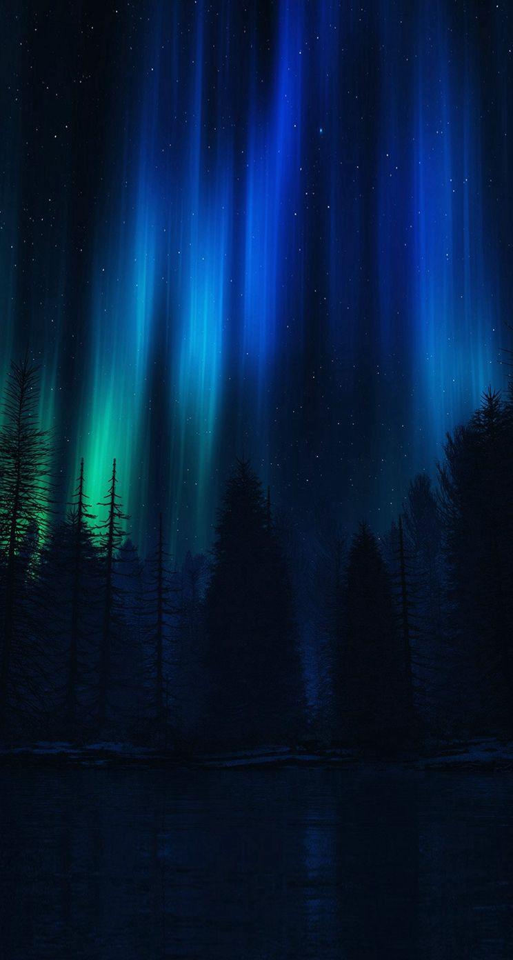 744x1392 Aurora Night Sky Dark Blue Nature Art iPhone se Wallpaper Download