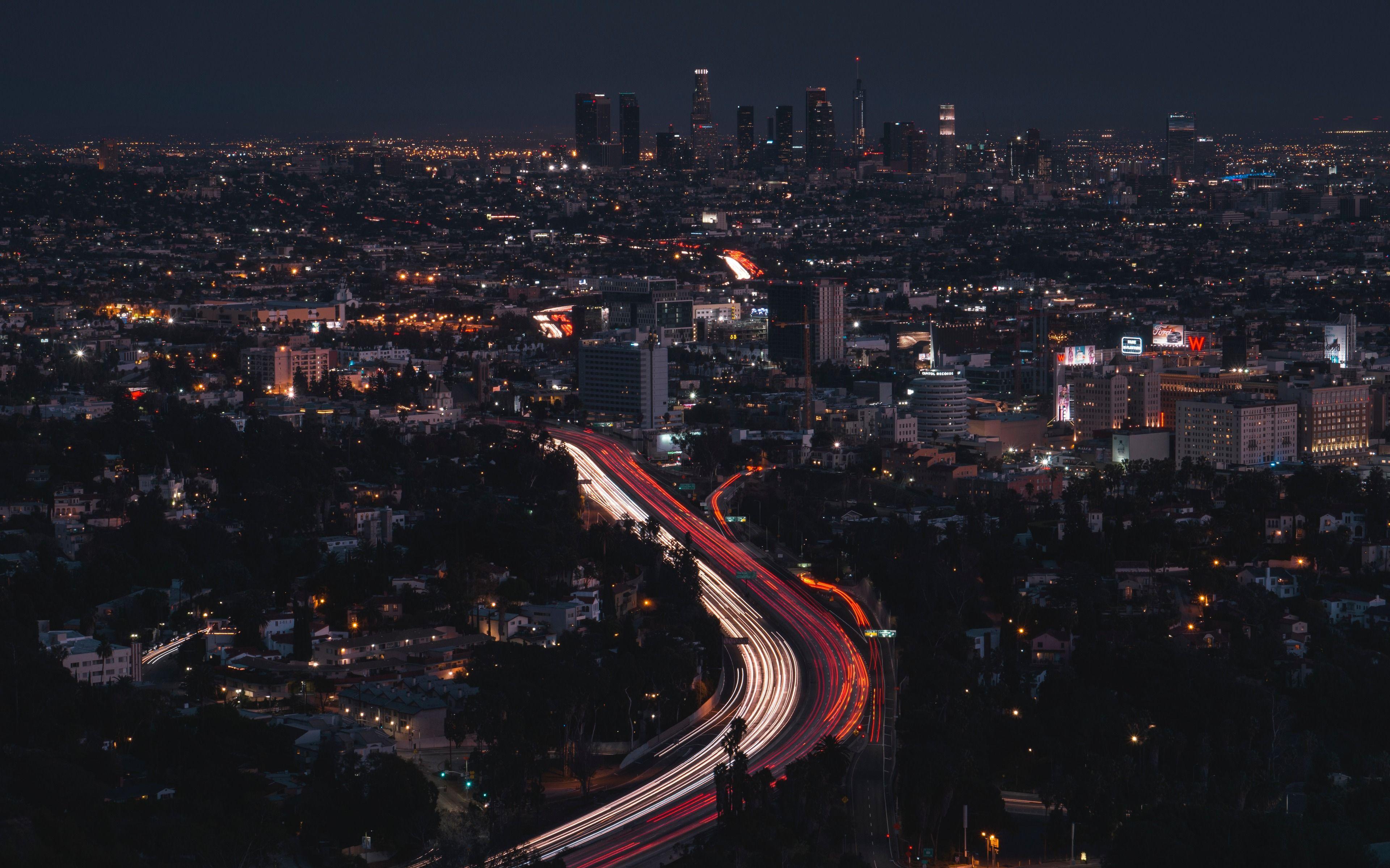 3840x2400 Los Angeles Light Trails USA 4K 3840x2400 Ultra HD Wallpaper
