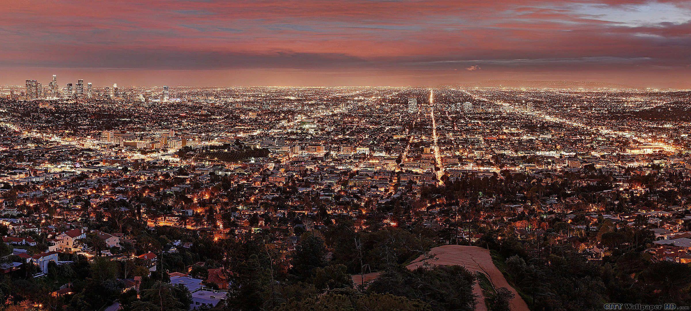2401x1080 Los Angeles Wallpaper Free Los Angeles Background - Los angeles wallpaper, Los angeles california photography, City