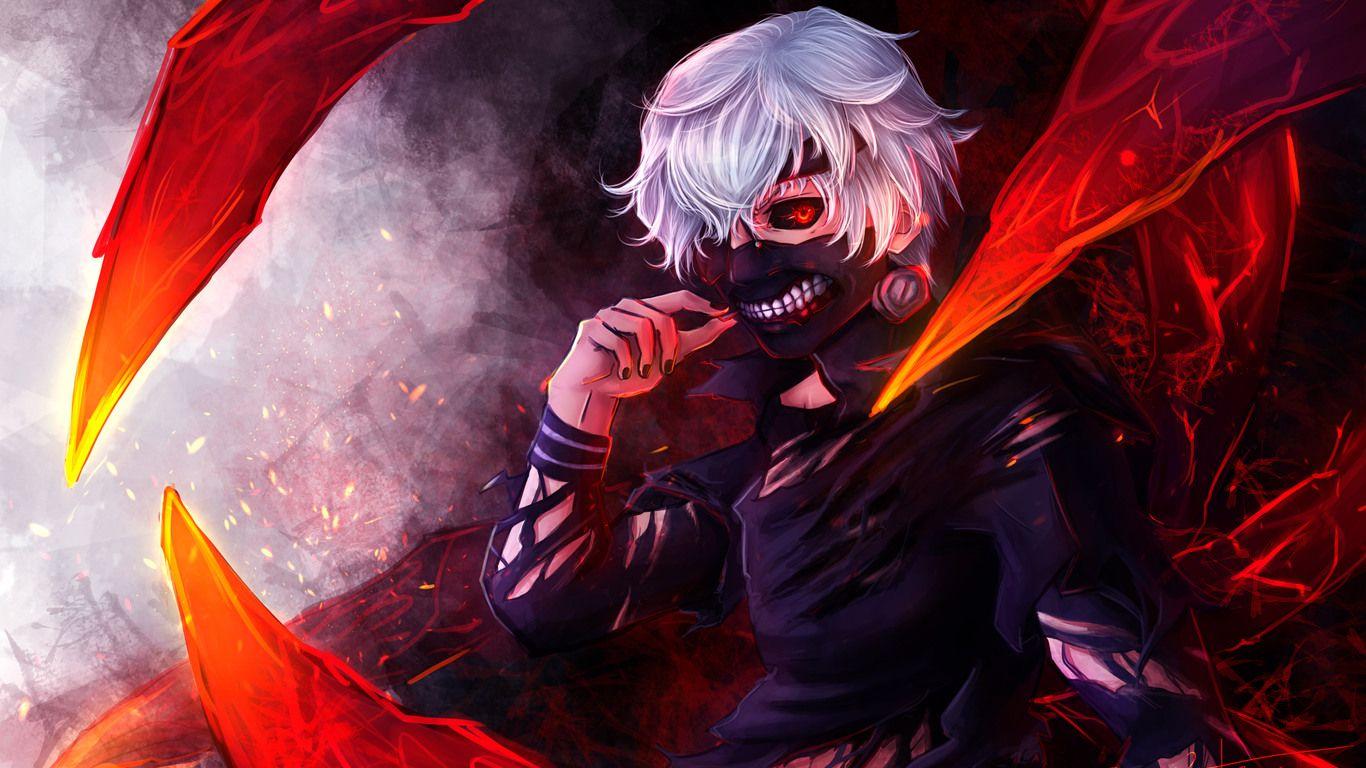 Ken Kaneki, 3D art, red eye, night, Sasaki Haise, Tokyo Ghoul, HD wallpaper