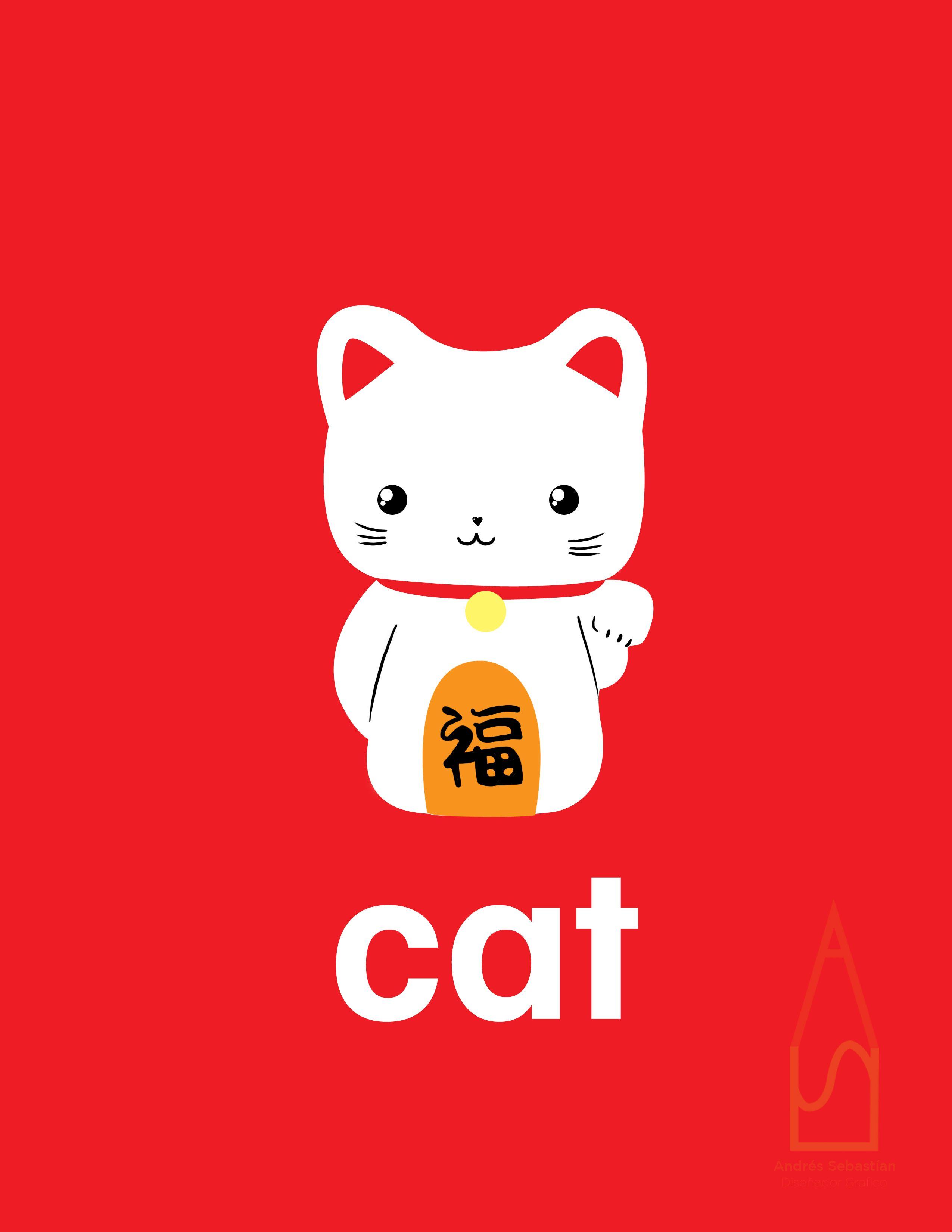 2550x3300 The Lucky Cat. Painting. Oriental cat, Maneki neko