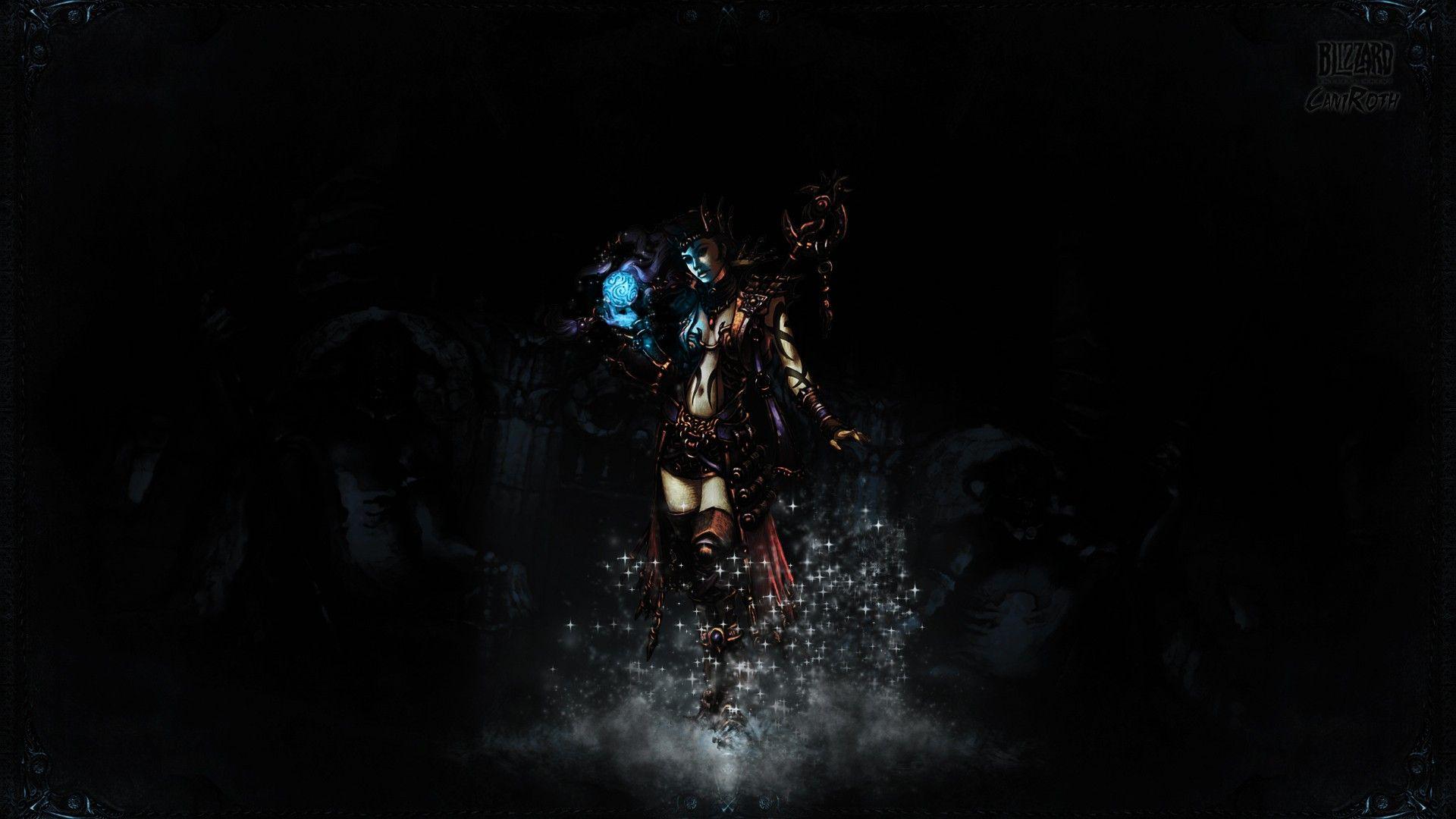 1920x1080 artwork, huntress, dark wallpaper