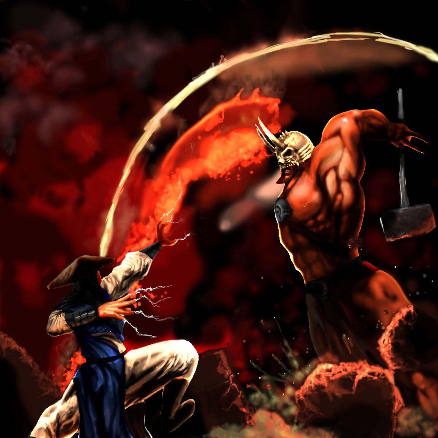 1440x1440 Raiden and Shao Kahn Fanart