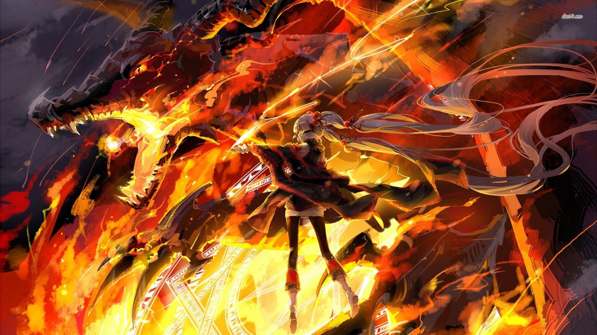 Download Red And Blue Fire Anime Clock Wallpaper  Wallpaperscom