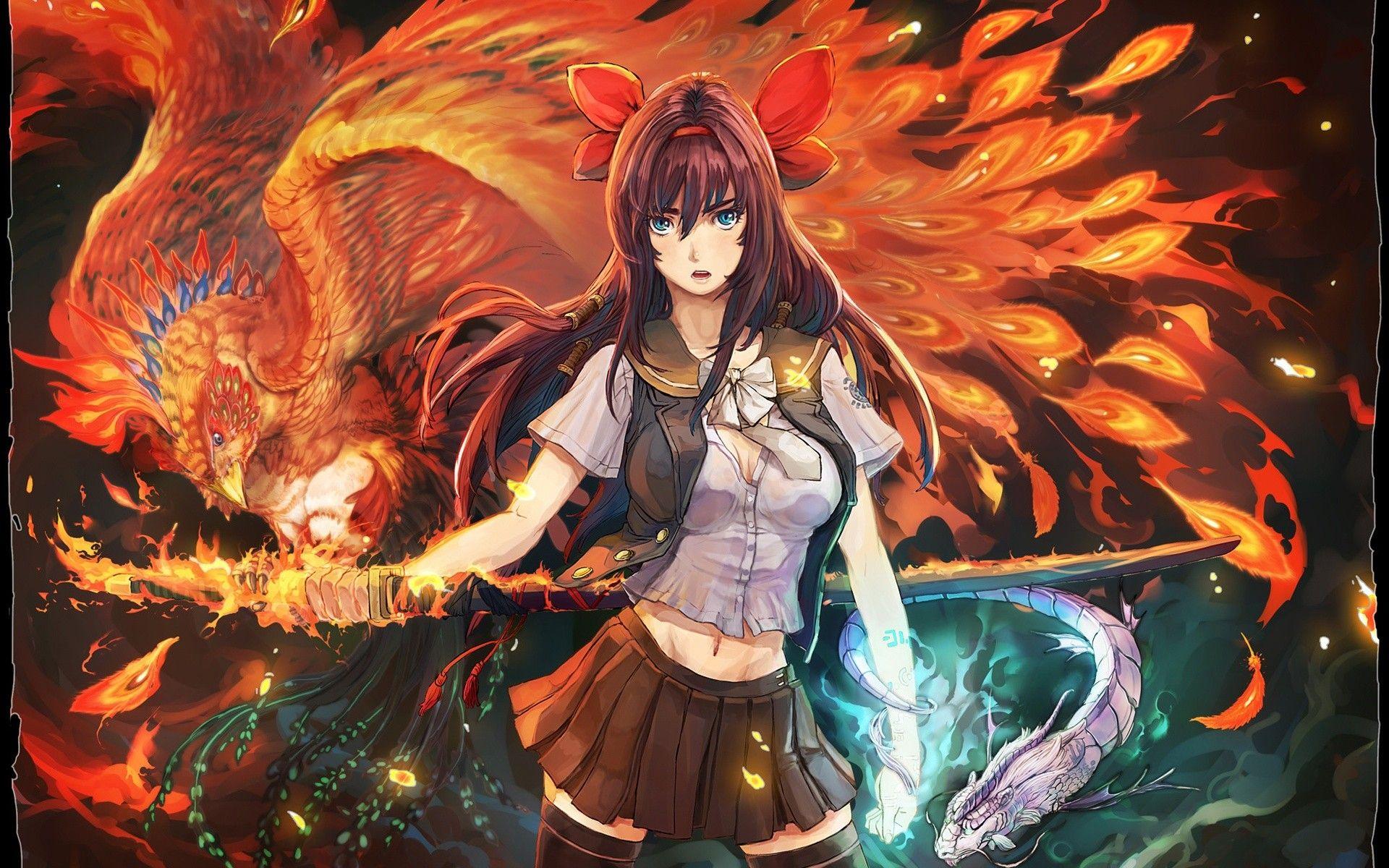 Anime Fire Girl Wallpapers Top Free Anime Fire Girl Backgrounds