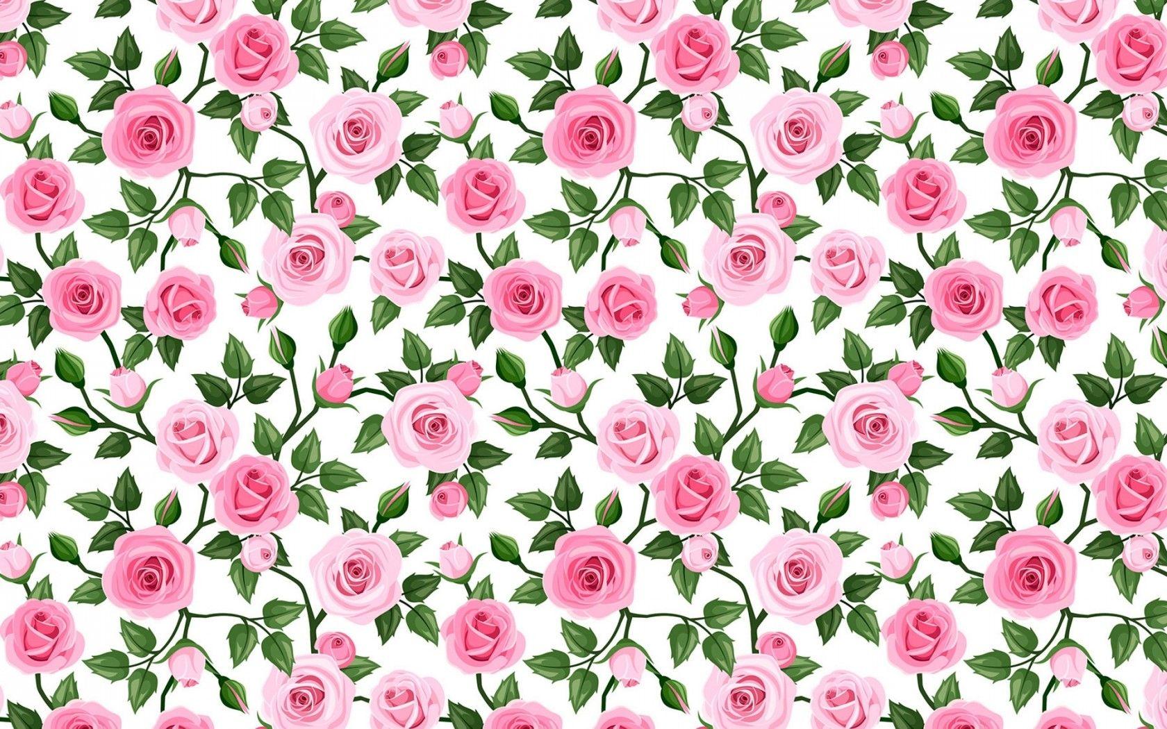 1680x1050 Soft Pink Roses Pattern desktop PC and Mac wallpaper