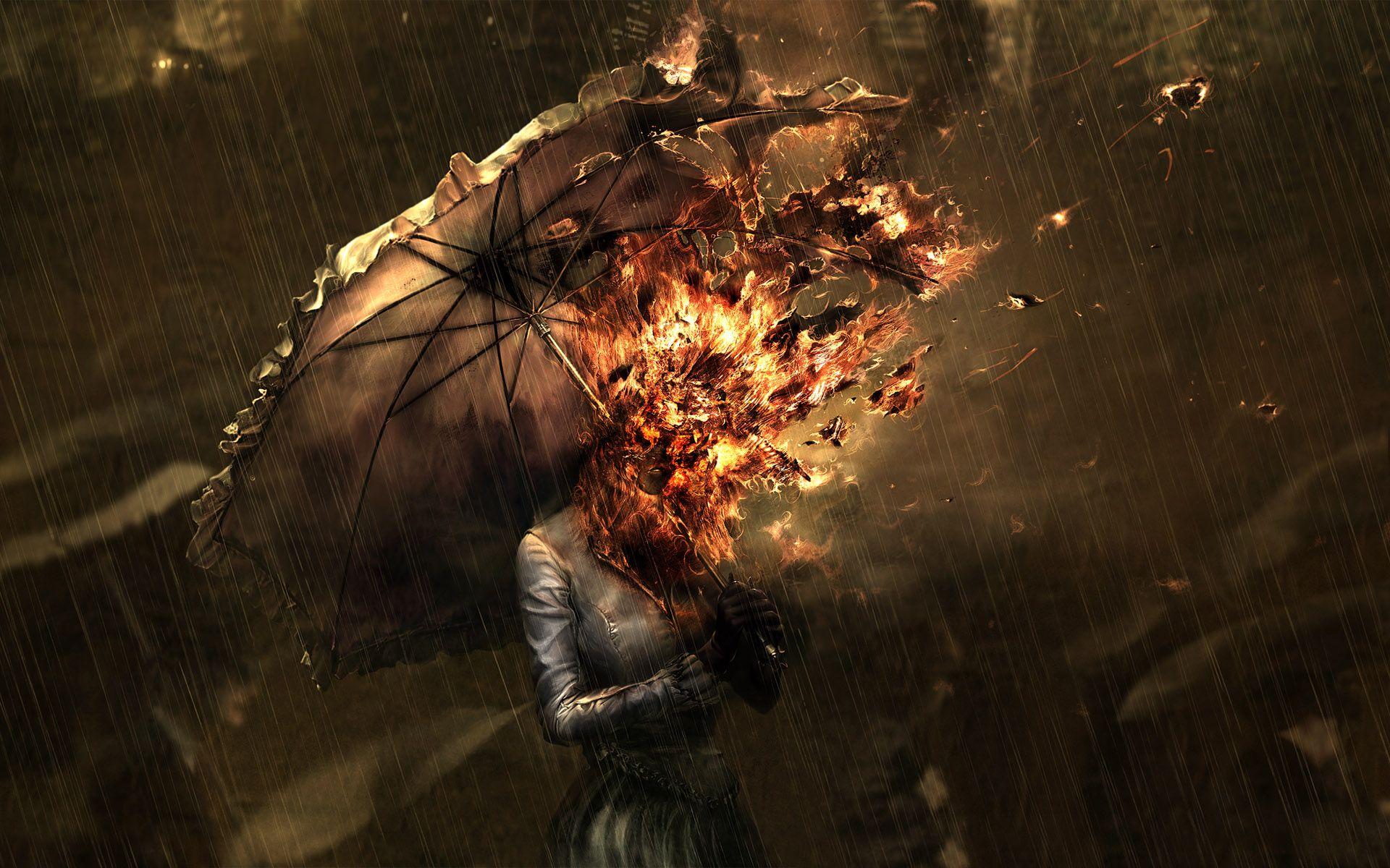 1920x1200 Anime Fire Rain HD Wallpaper