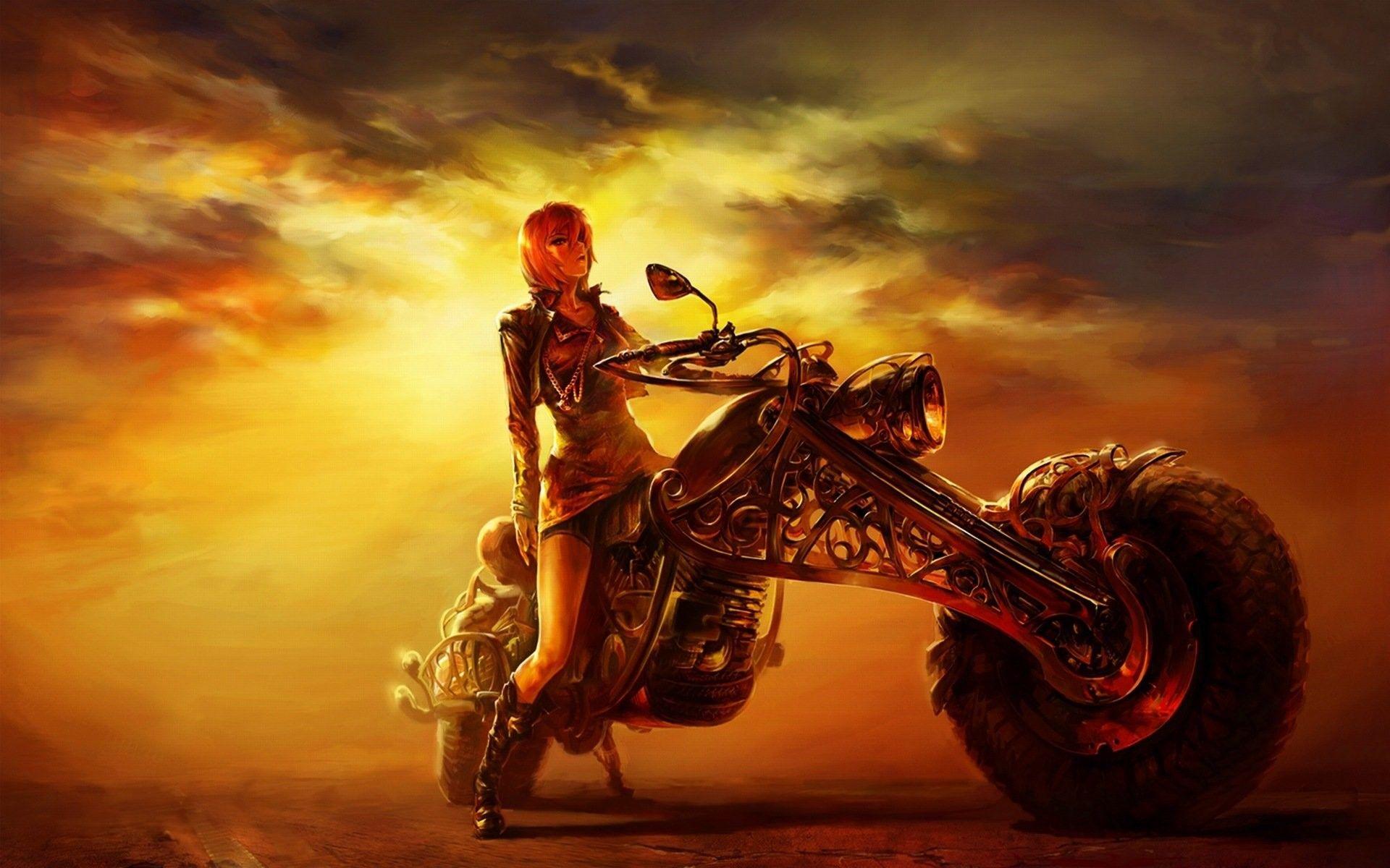 1920x1200 Motorcycle Girl