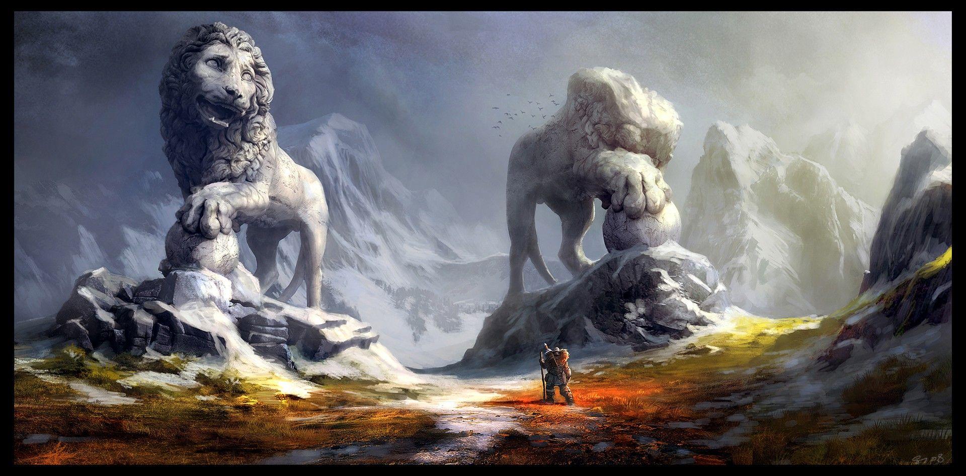 1920x946 #road, #lion, #warrior, #statue, wallpaper. Mocah.org HD Desktop Wallpaper