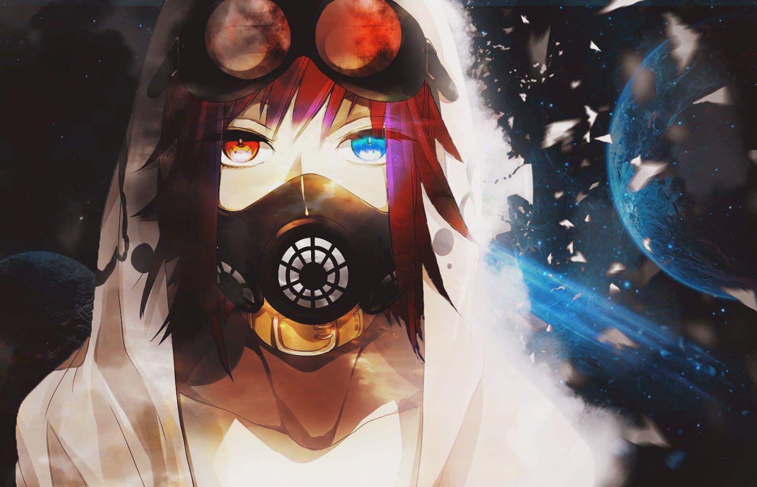 1555x1000 Gas Mask Anime Wallpaper