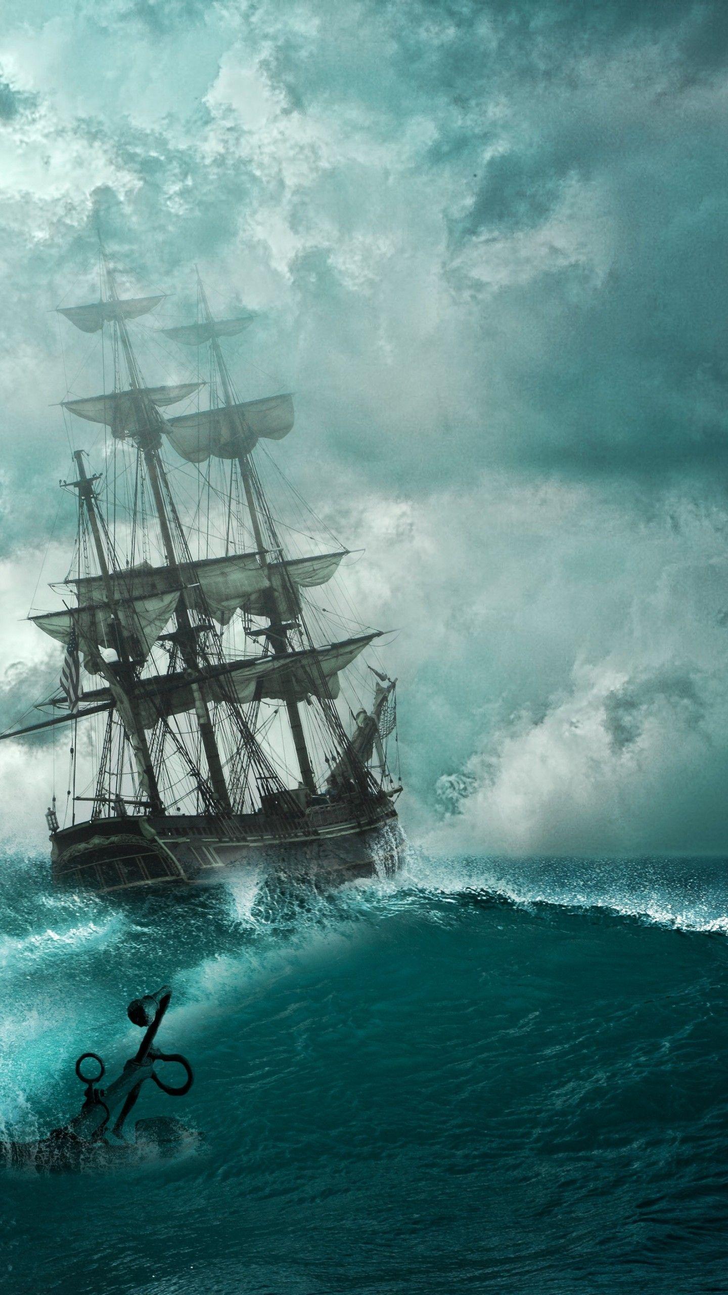 1440x2560 Pirate Ship For Android Wallpaper