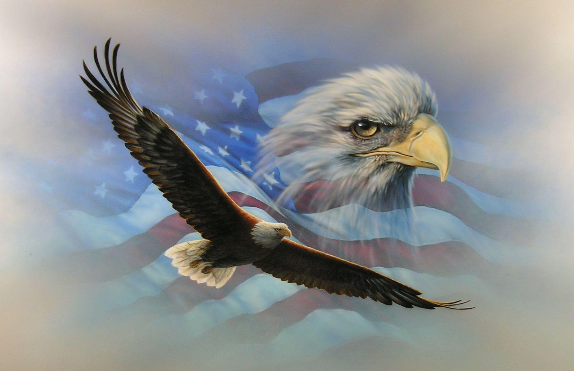1987x1283 American Flag Eagle Wallpaper With An American Flag HD Wallpaper