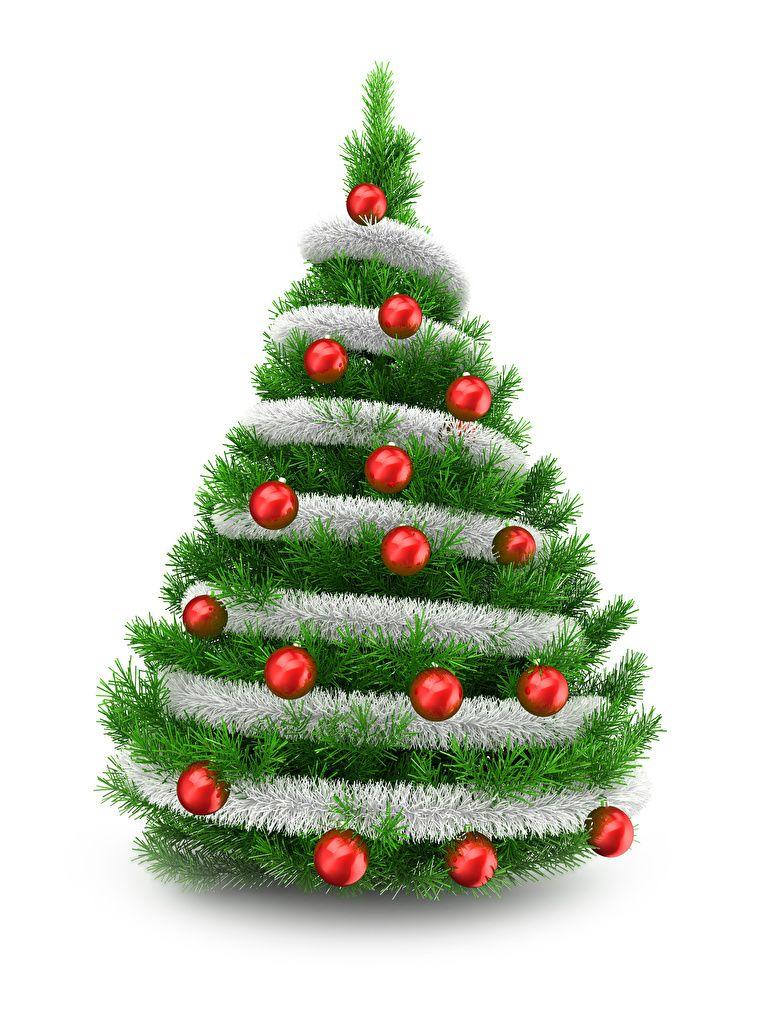 768x1024 Photo Christmas 3D Graphics Christmas tree Balls White background