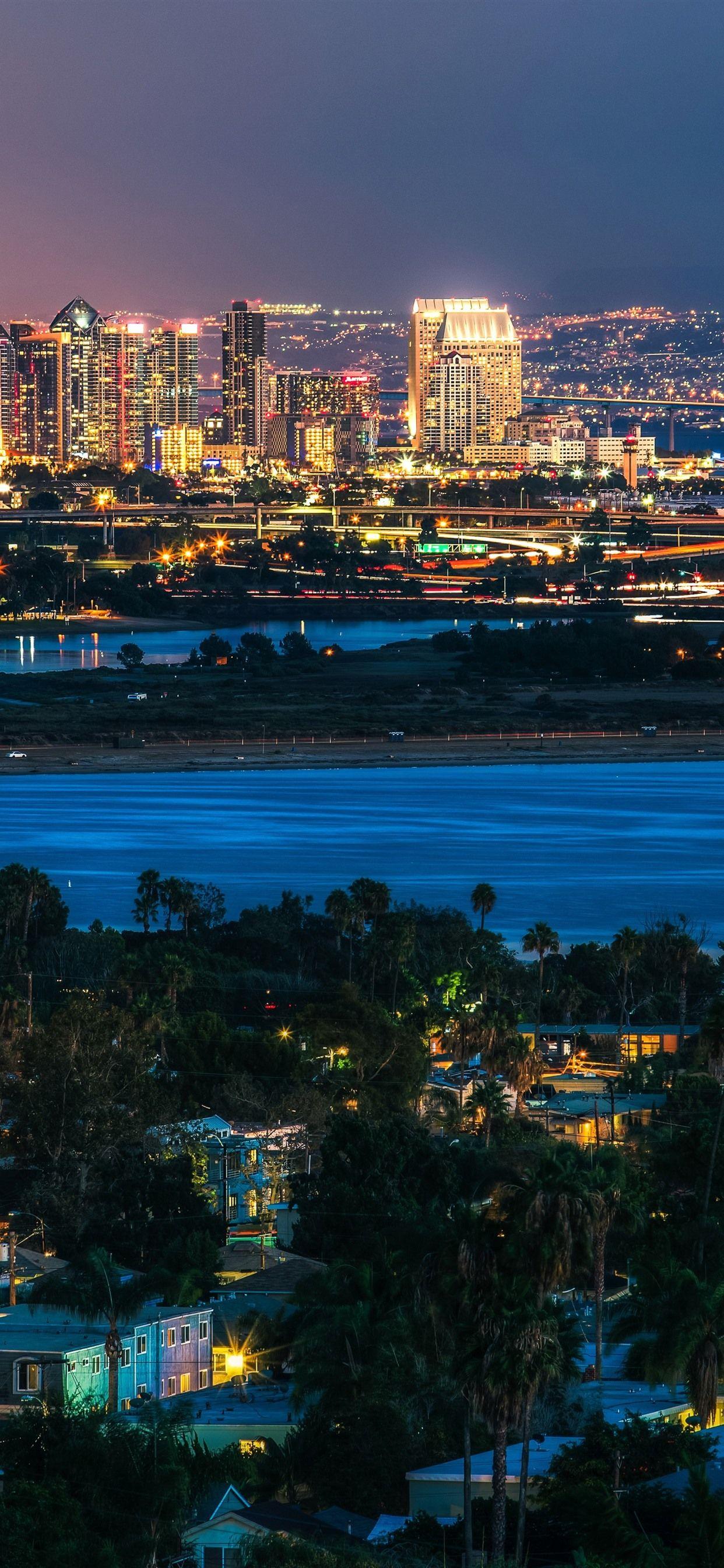 1242x2688 San Diego, City, Night, River, Lights, USA 1242x2688 IPhone 11 Pro XS Max Wallpaper, Background, Picture, Image