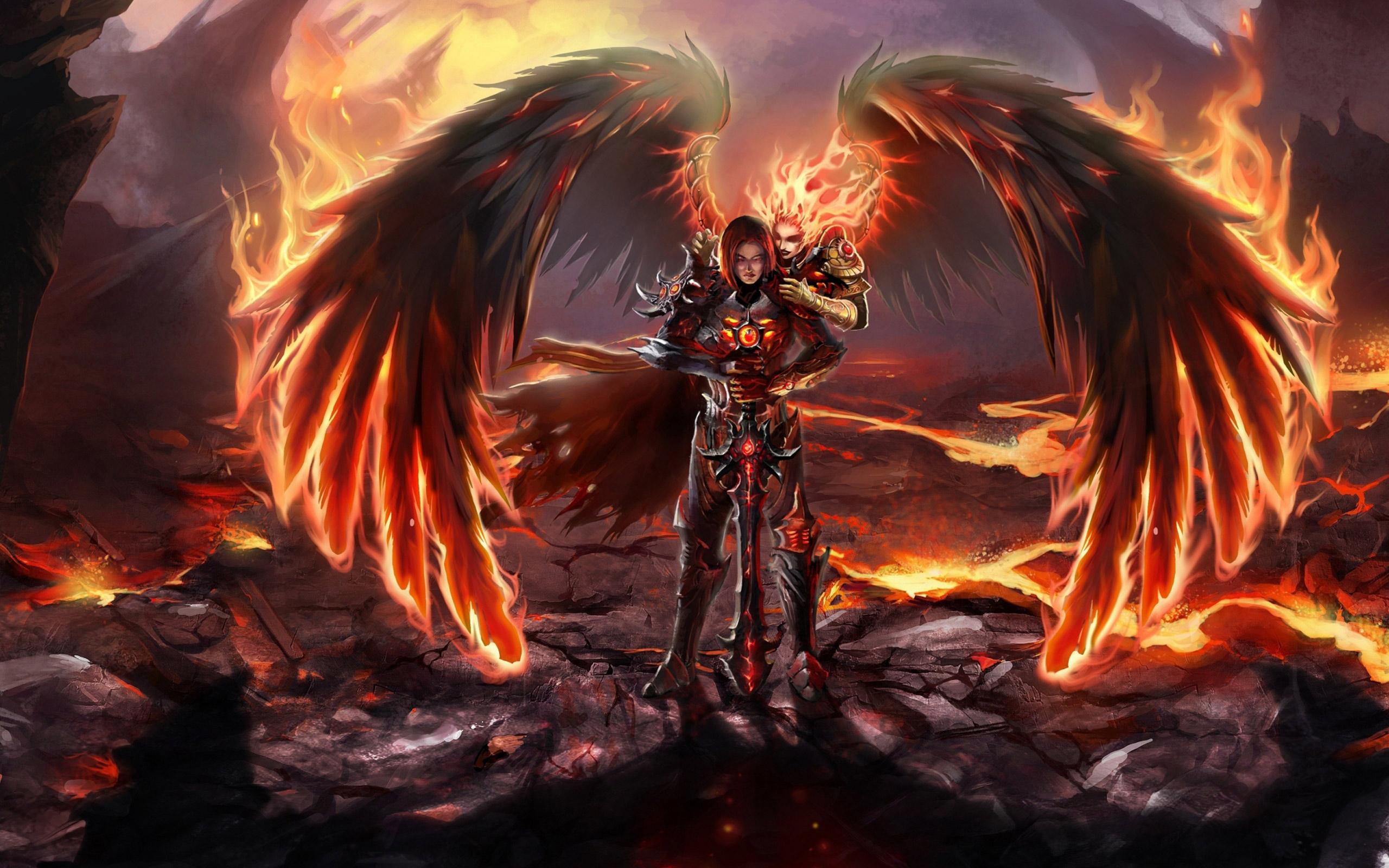 2560x1600 Free Fantasy Fire Woman computer desktop wallpaper
