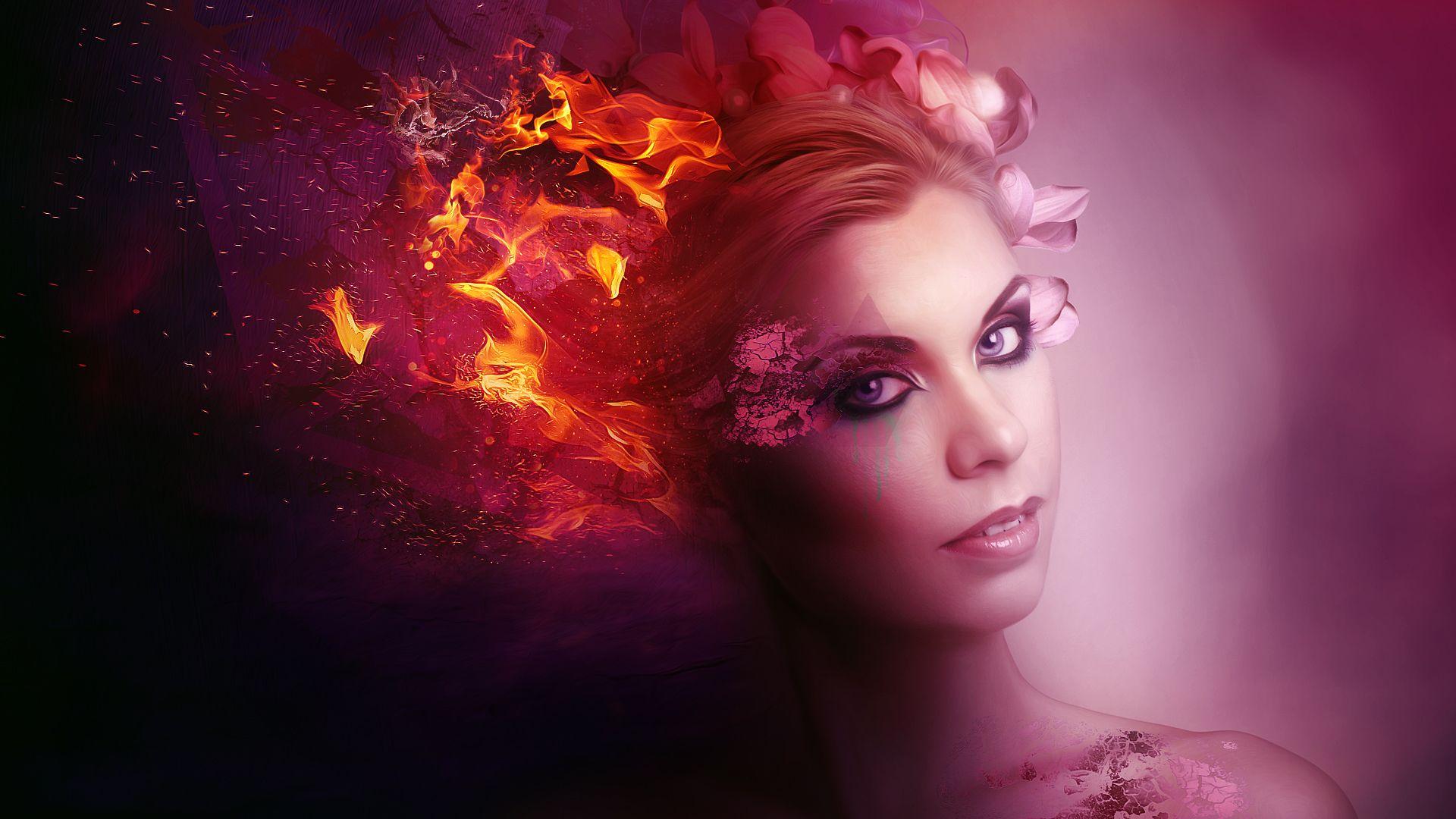 1920x1080 Wallpaper 4k Fantasy Fire Woman Fantasy, Fire, Woman