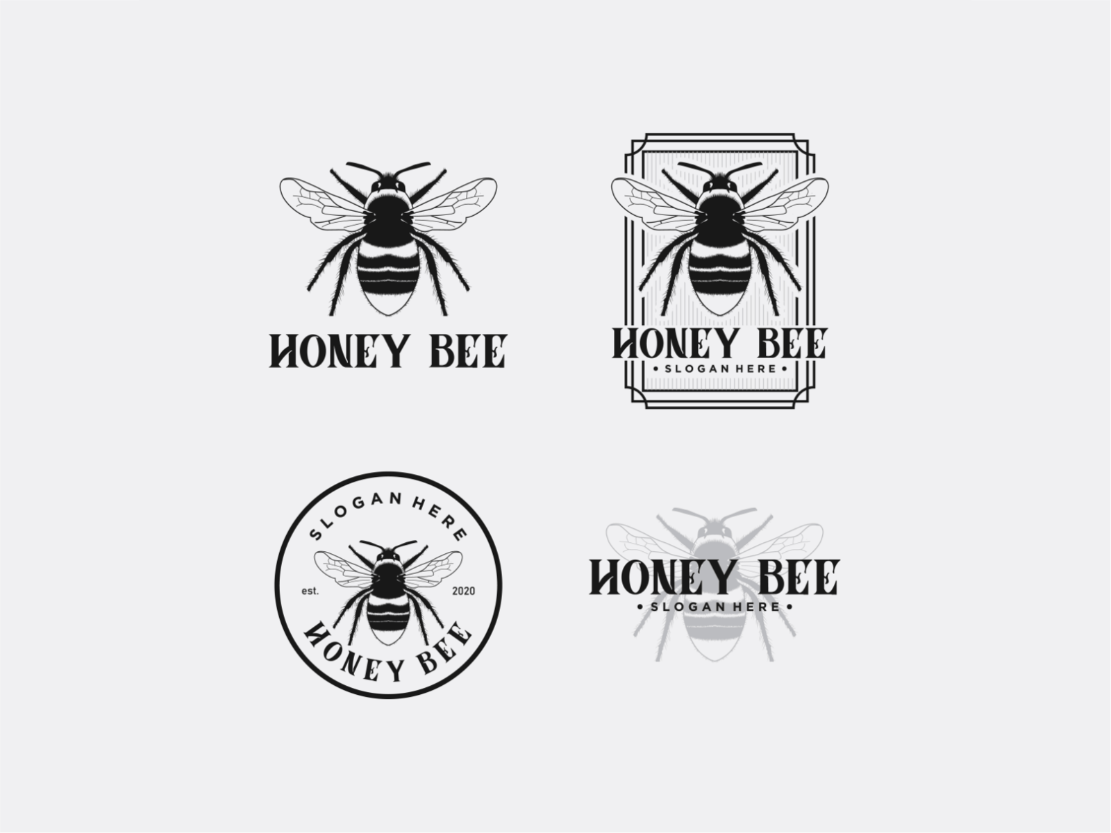 1600x1200 honey bee logo vintage premium vector by Killskuy on Dribbble