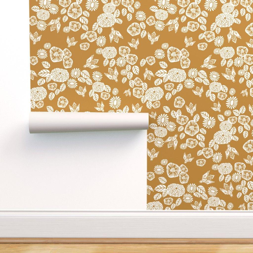 1024x1024 bee garden flowers florals on Isobar by andrea_lauren. Roostery Home Decor