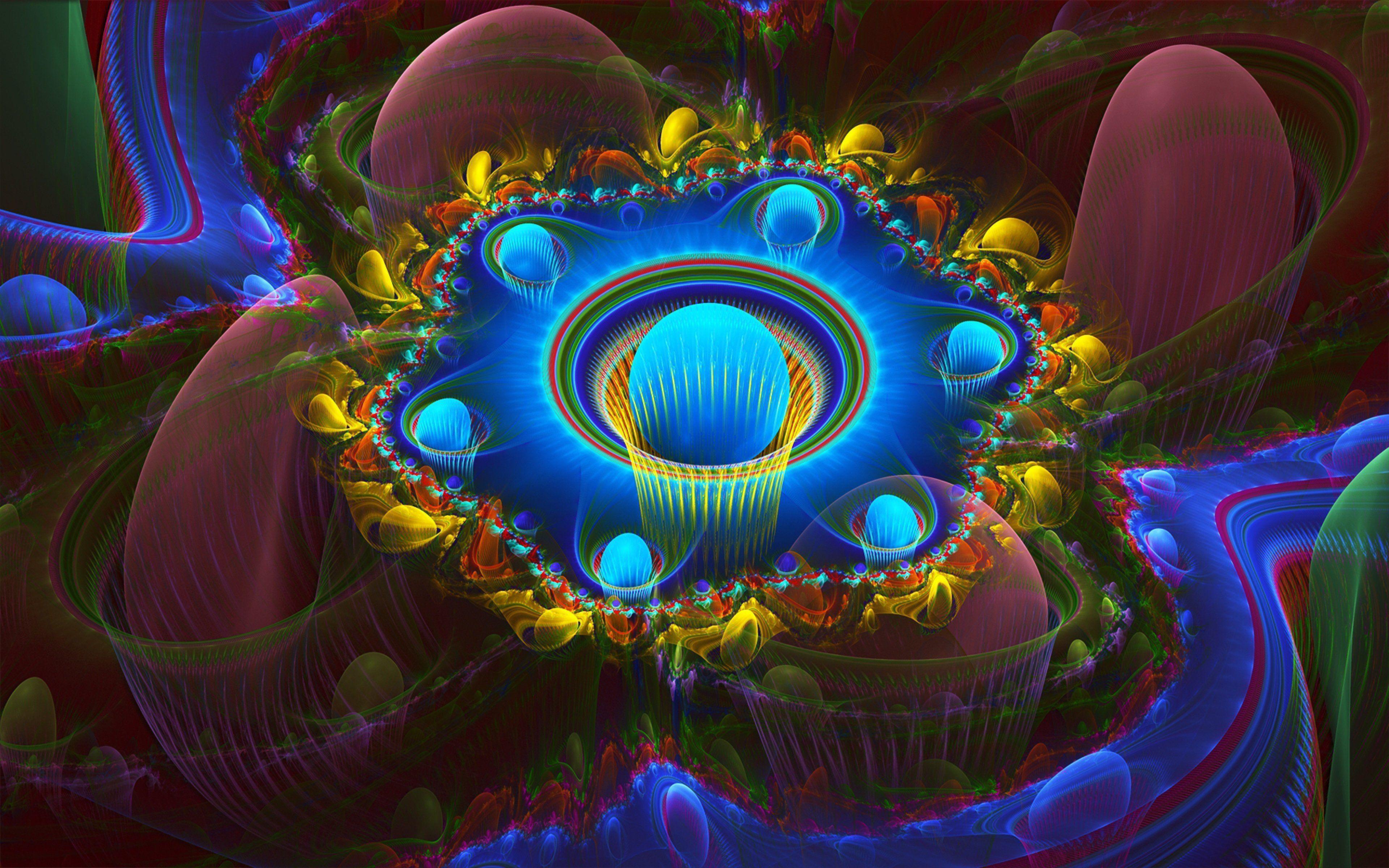 3840x2400 extremely colorful QHD and HD image of fractal art for your 2k AMOLED displays (Wallpaper). Fractal art, Cool desktop wallpaper, Psychedelic design