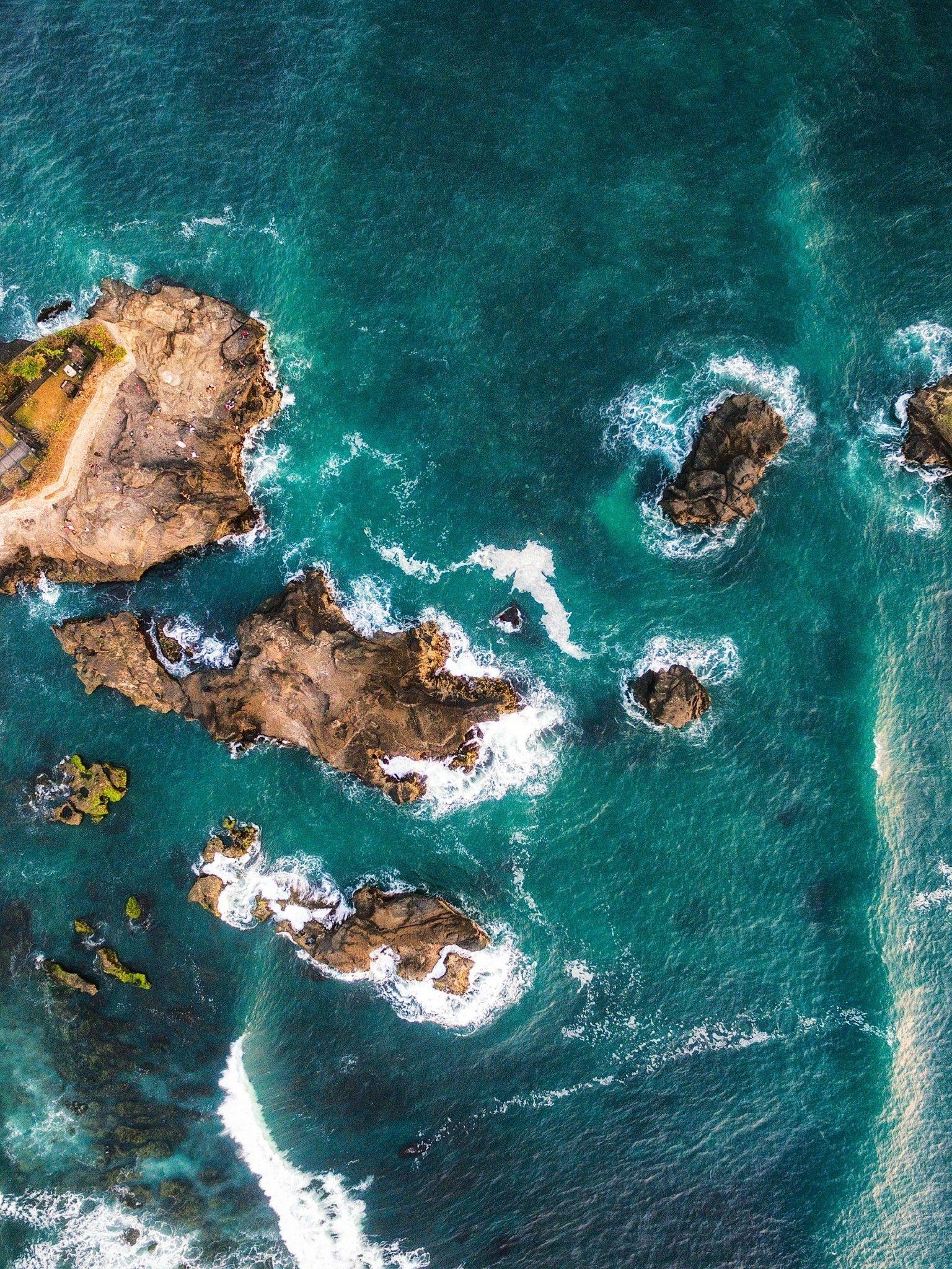 1536x2048 Download 1536x2048 Indonesia, Islands, Bali, Drone Shot, Aerial View, Waves, Foam Wallpaper for Apple iPad Mini, Apple IPad 4