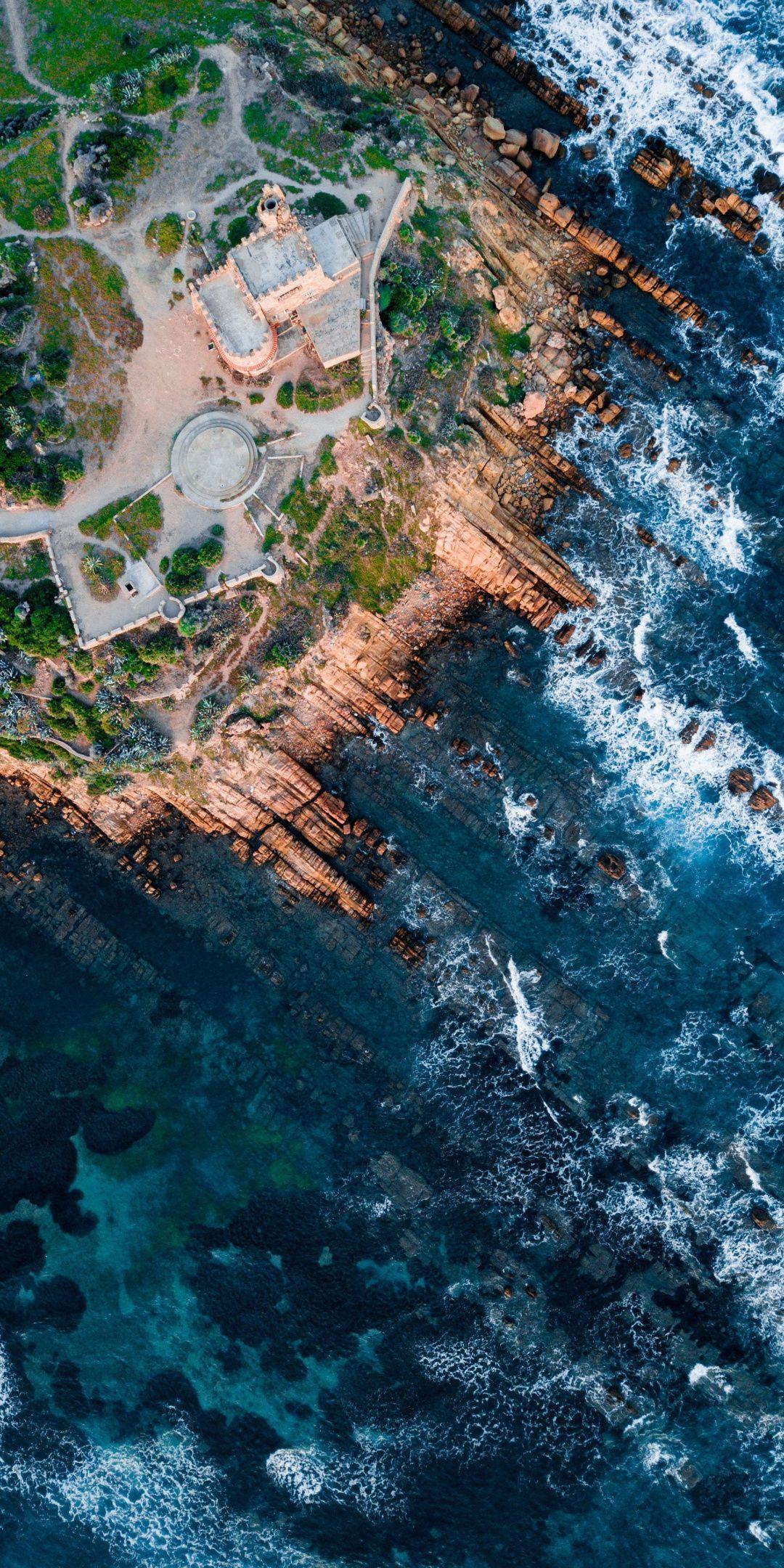 1080x2160 Aerial shot, rocks, coast, 1080x2160 wallpaper. Aerial photography, Aerial