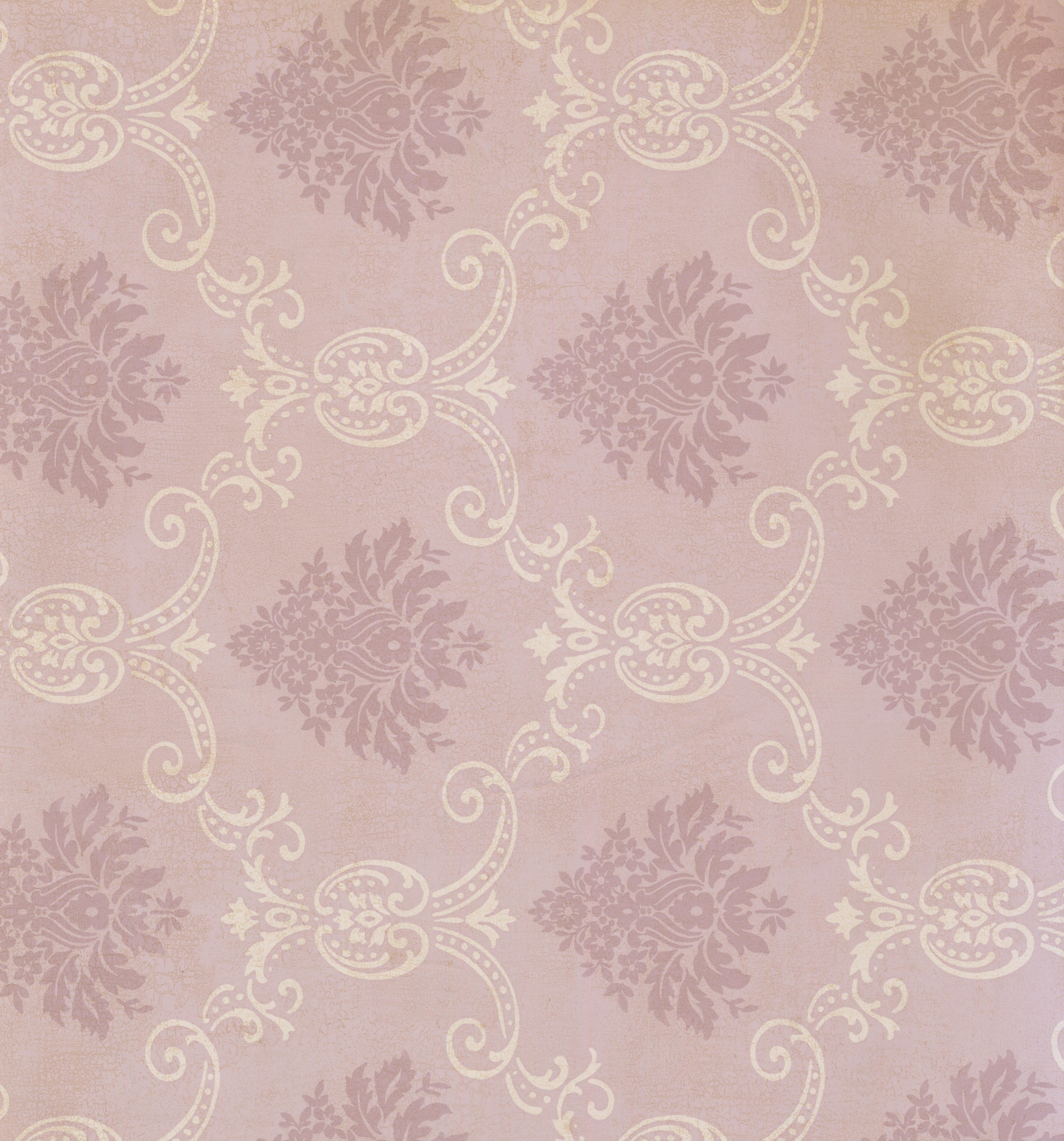 5397x5787 DAMASK Cream, Pink Wallpaper Roll