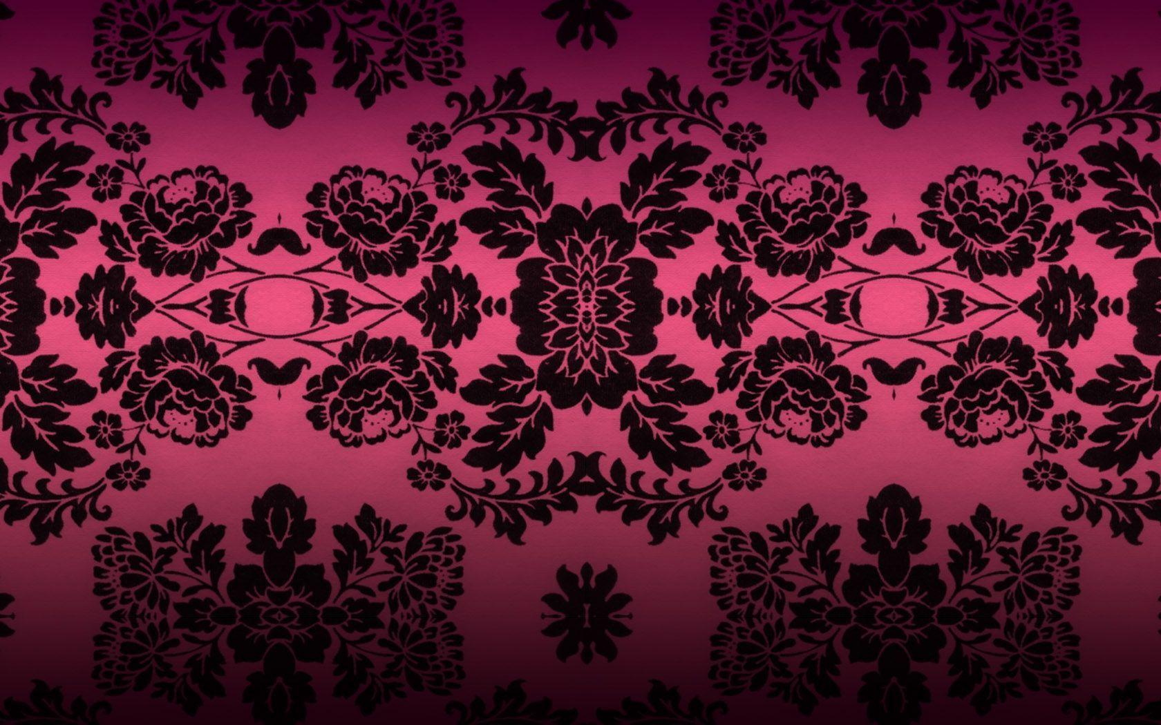 1680x1050 Pink And Black Damask Wallpaper