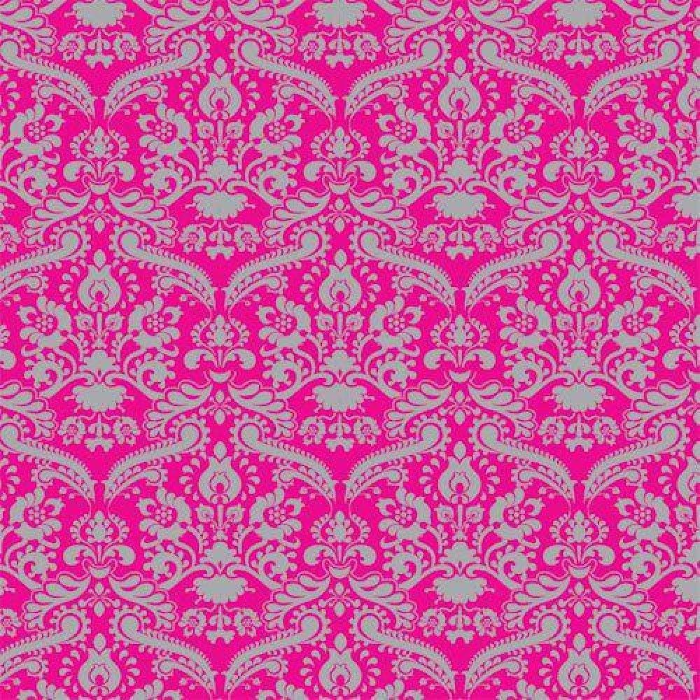 1000x1000 The Dolls House Emporium Bright Pink & Silver Damask Wallpaper