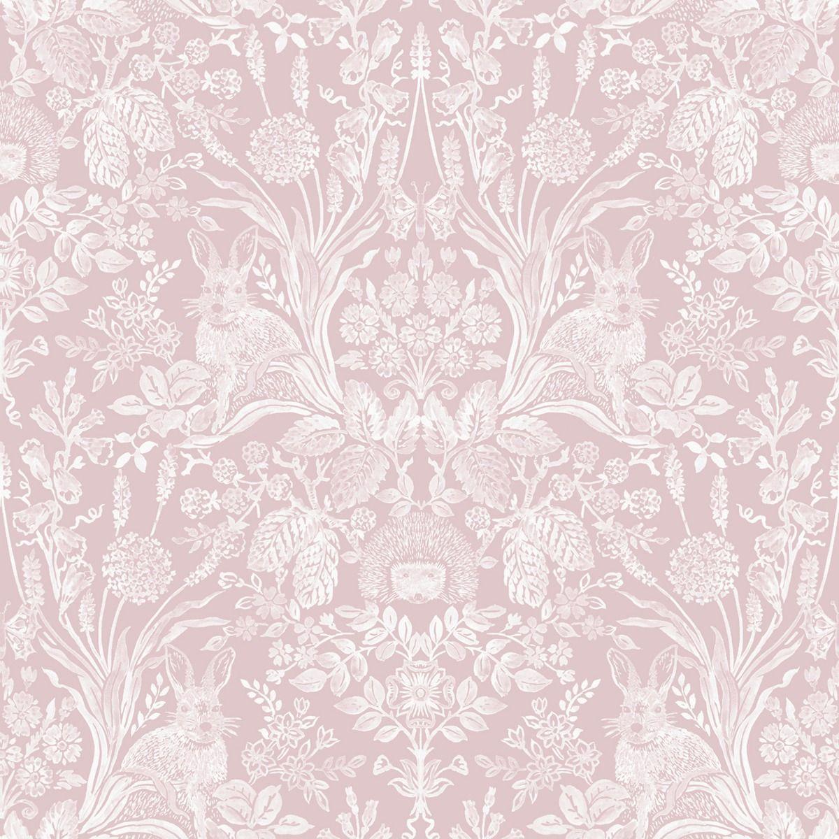 1200x1200 Harlen Woodland Damask Wallpaper Dusky Pink Holden 90161